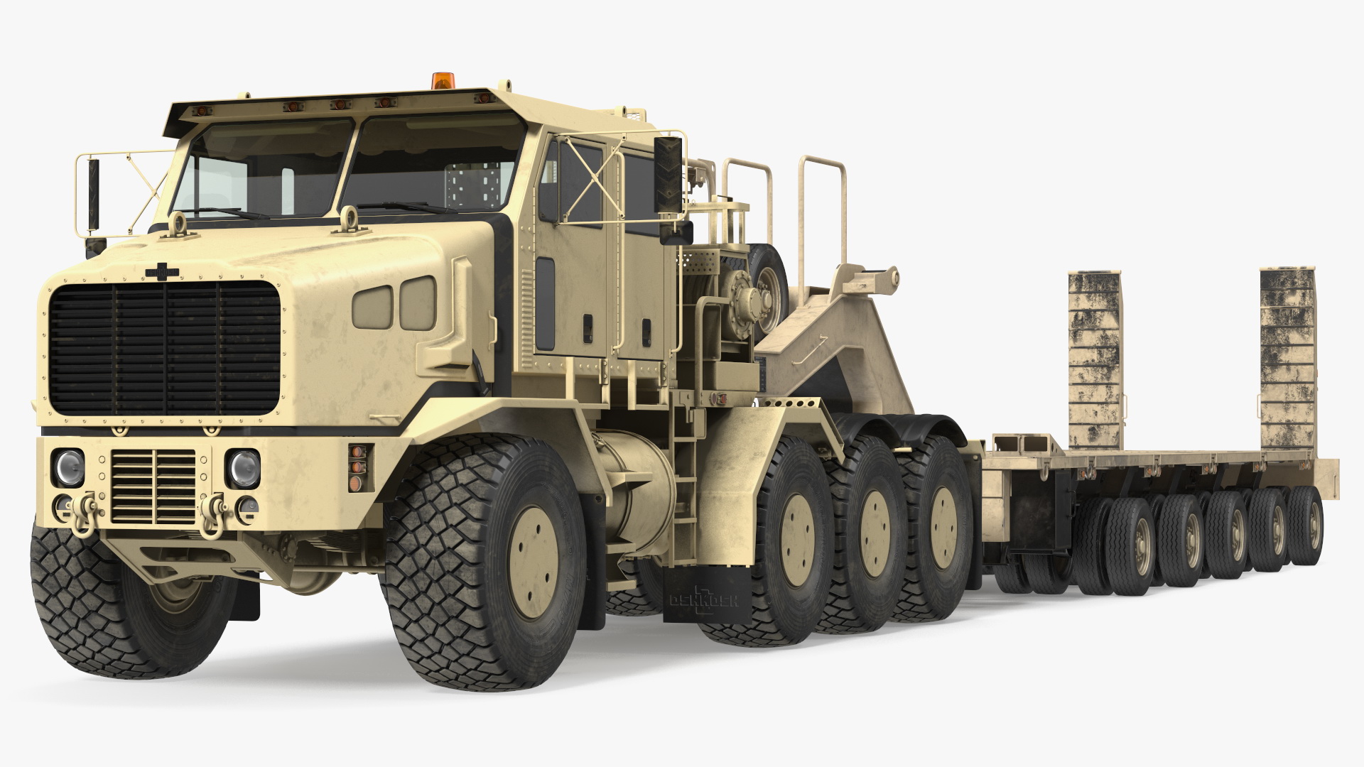 3D Oshkosh HET A1 Truck Tractor with Semi Trailer Desert Camo model