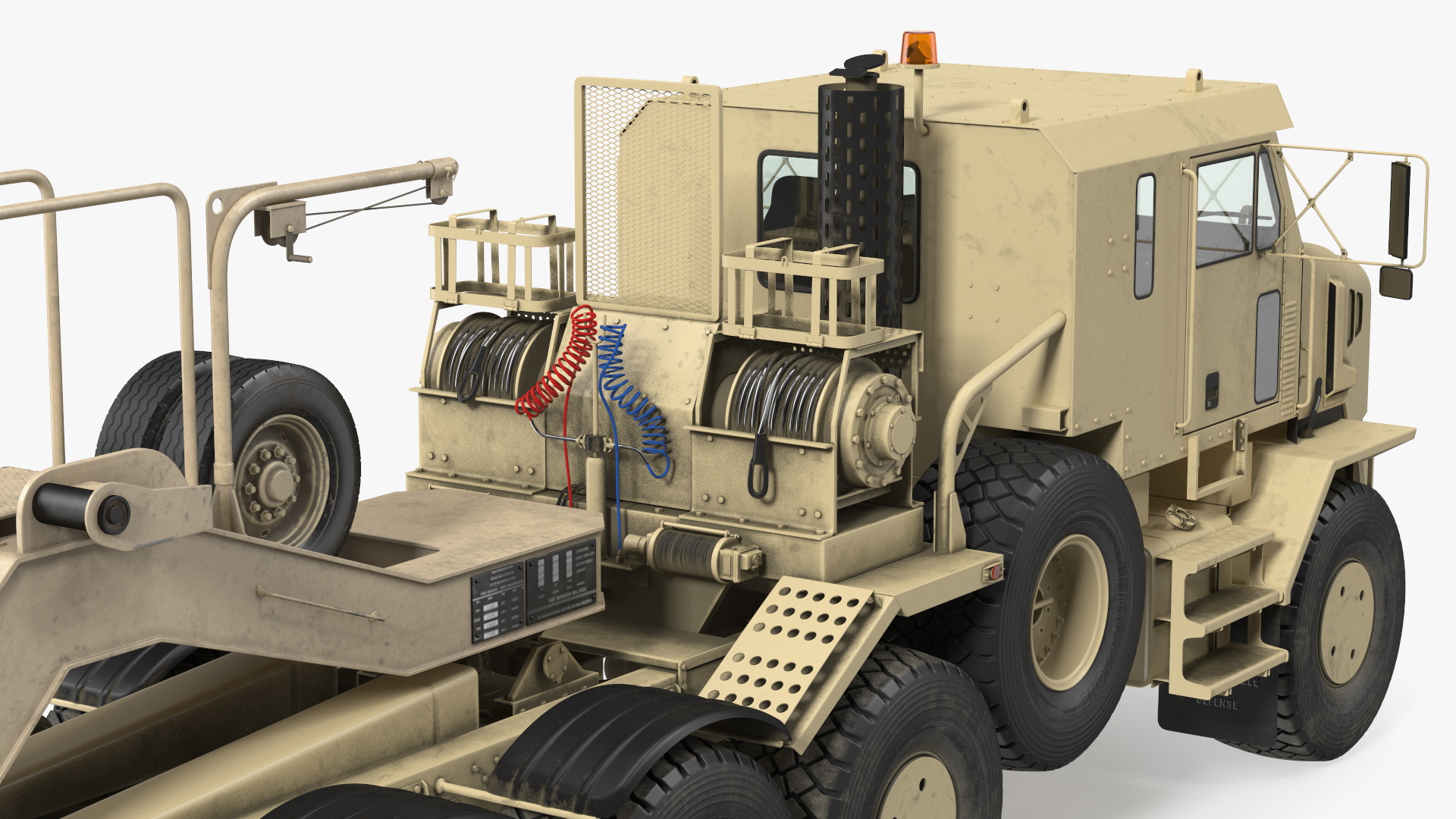 3D Oshkosh HET A1 Truck Tractor with Semi Trailer Desert Camo model