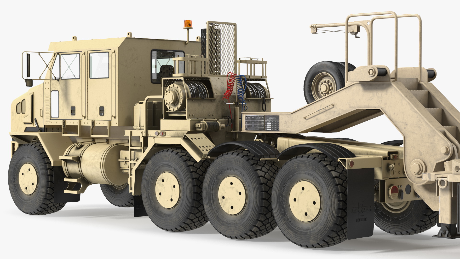 3D Oshkosh HET A1 Truck Tractor with Semi Trailer Desert Camo model