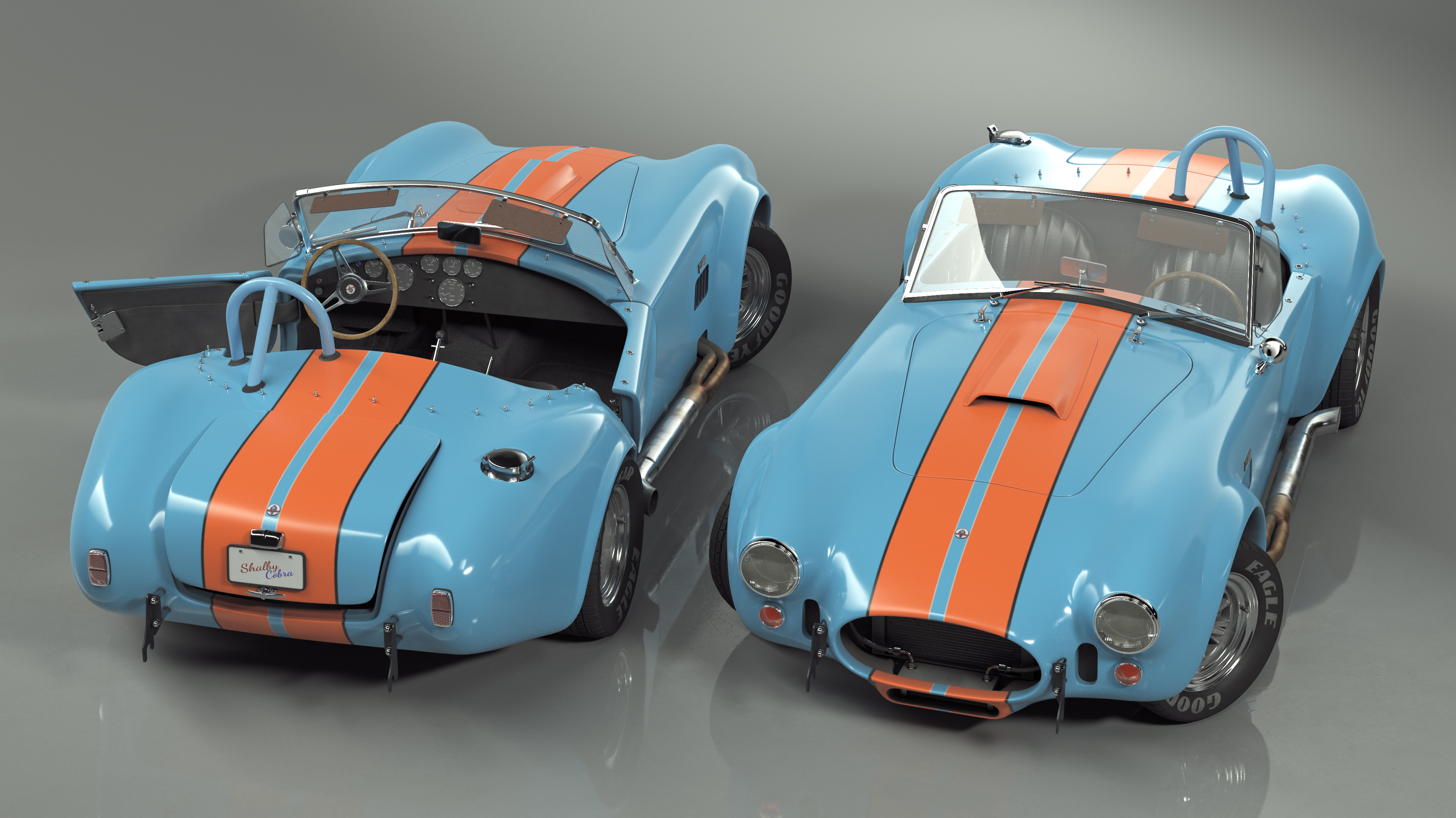 1965 Shelby Cobra Blue Rigged 3D model