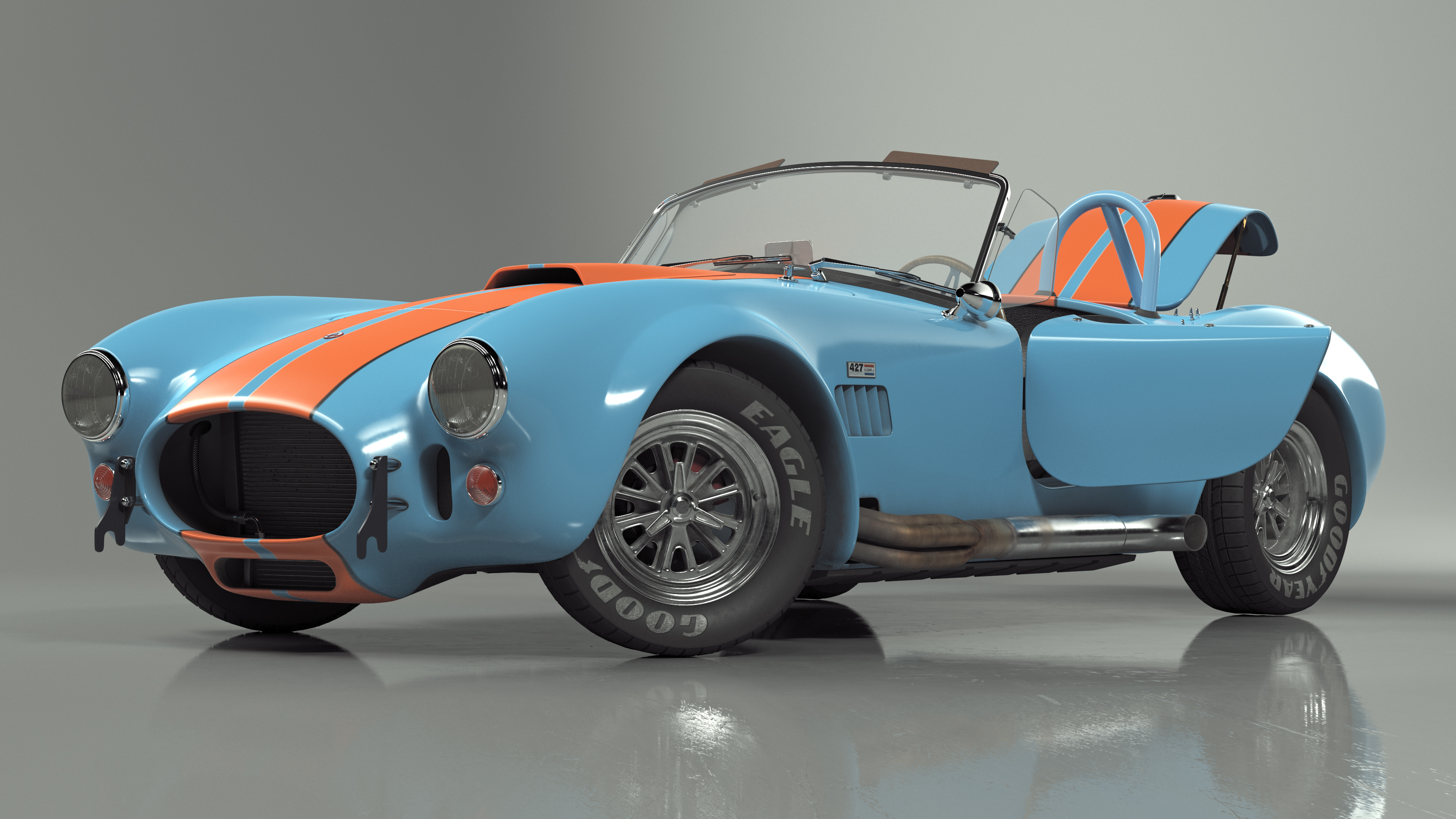 1965 Shelby Cobra Blue Rigged 3D model