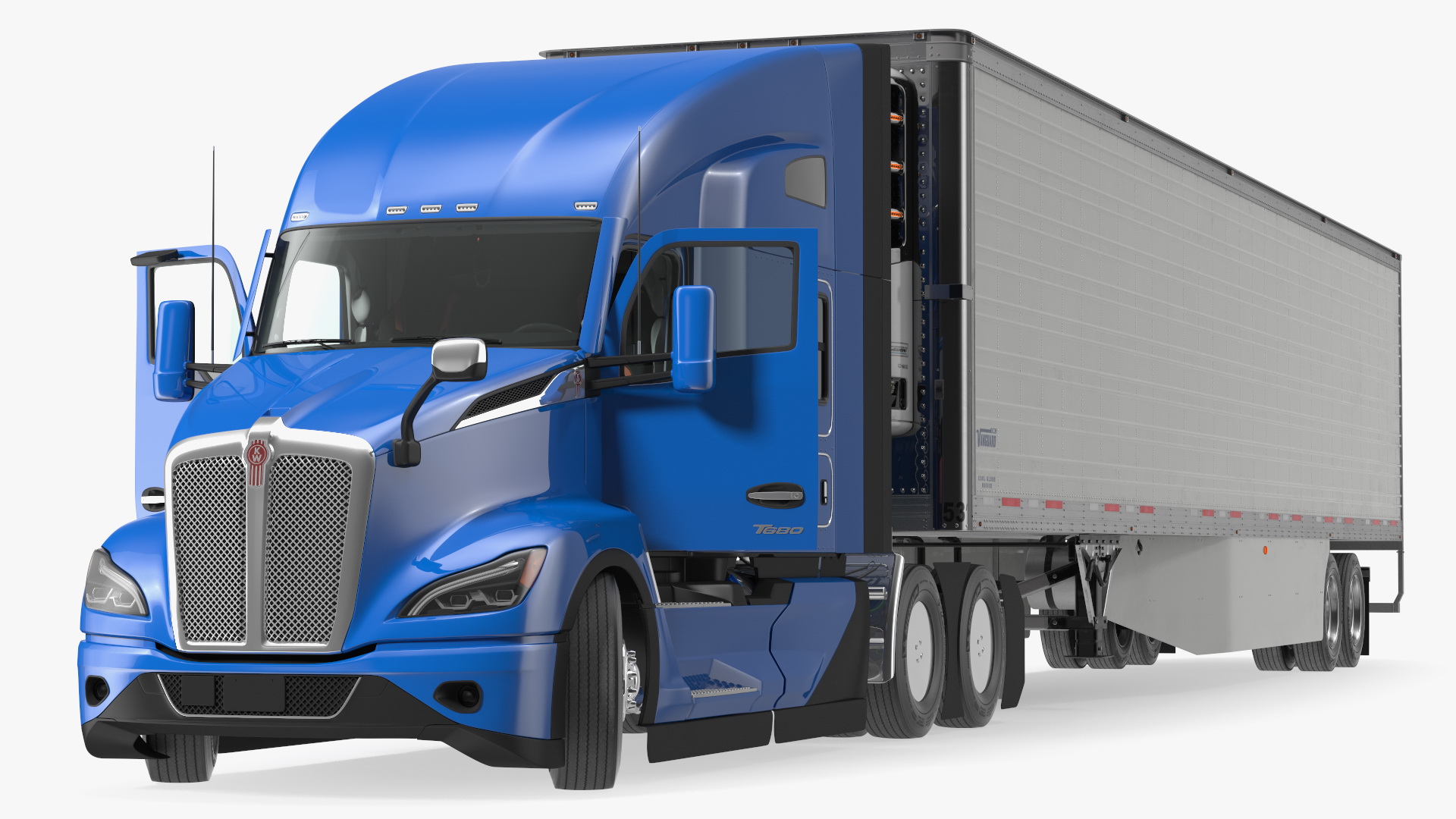 Kenworth Truck with Vanguard Reefer Trailer Rigged for Maya 3D model