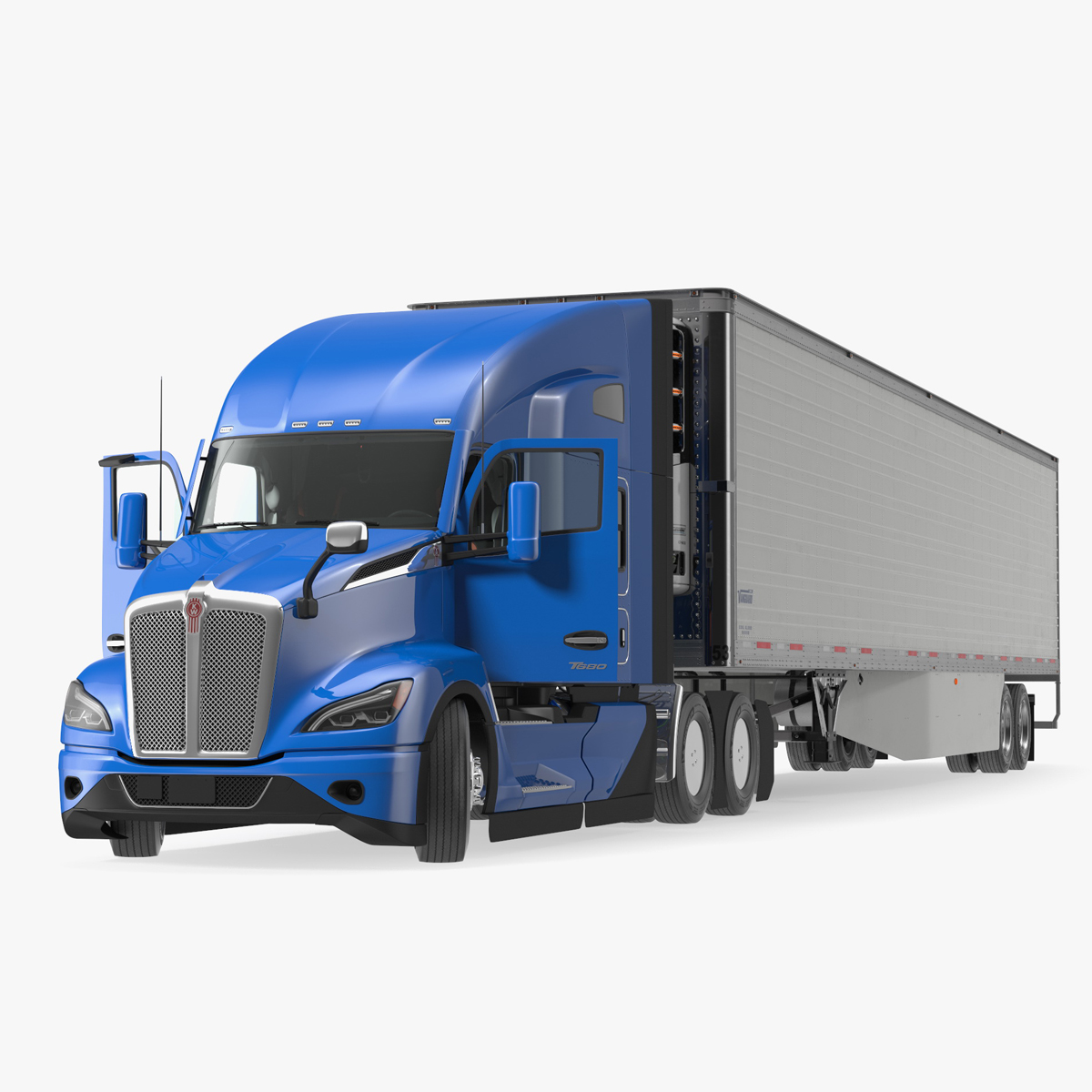 Kenworth Truck with Vanguard Reefer Trailer Rigged for Maya 3D model