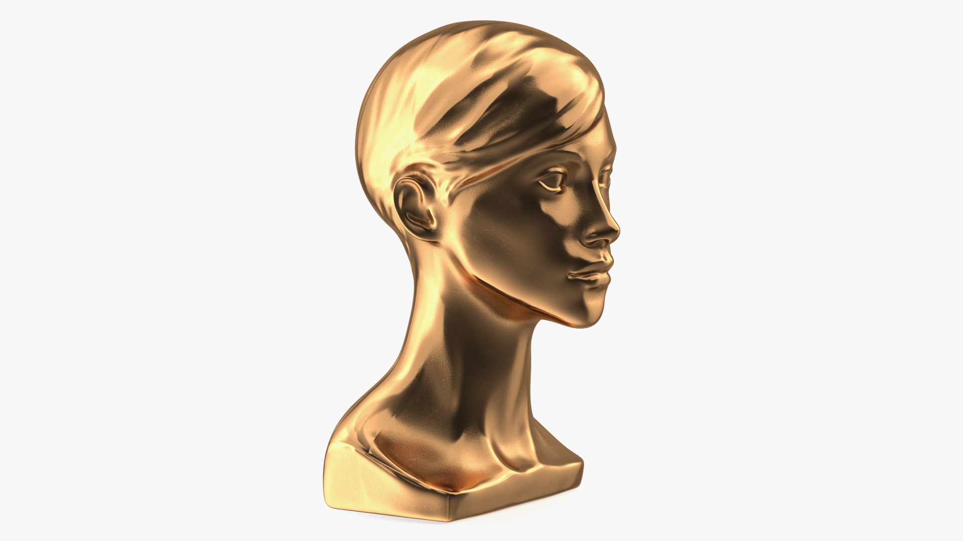 Golden Woman Mannequin Head with Hair 3D