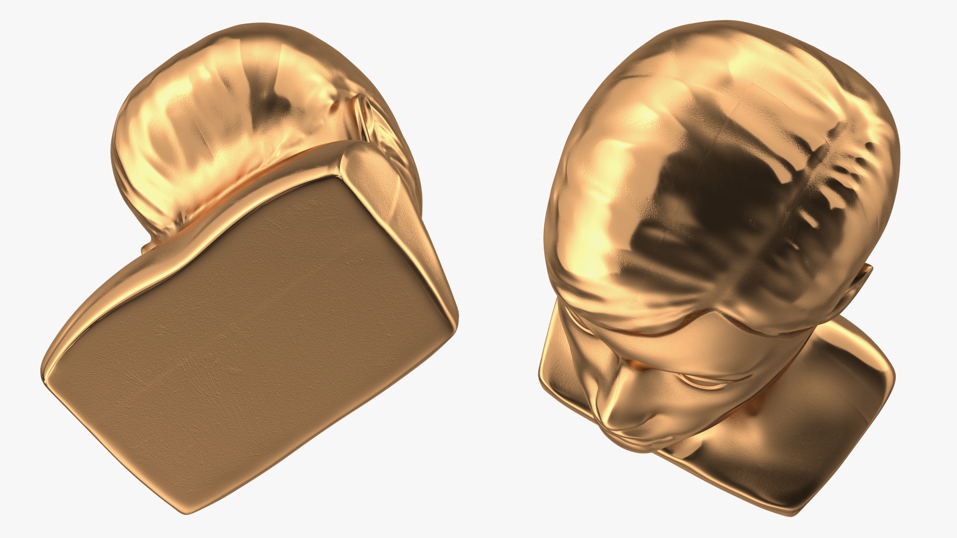 Golden Woman Mannequin Head with Hair 3D