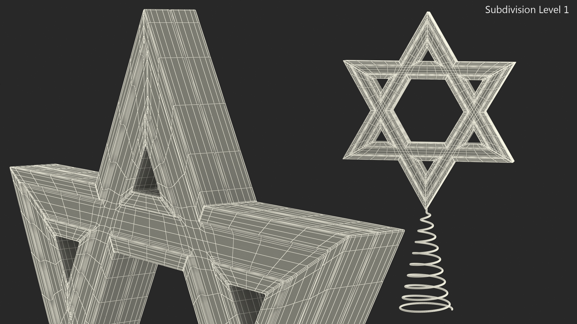 Star of David Tree Topper Silver 3D