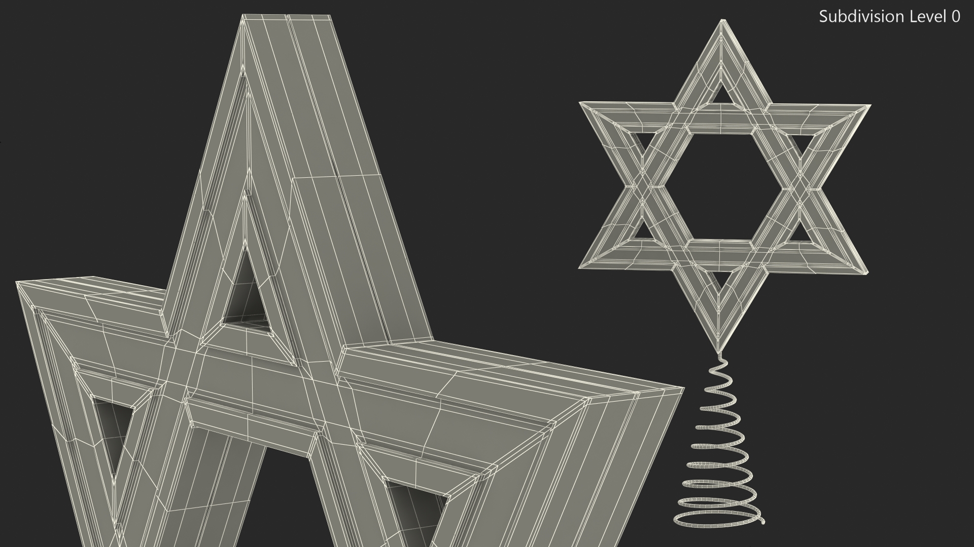 Star of David Tree Topper Silver 3D