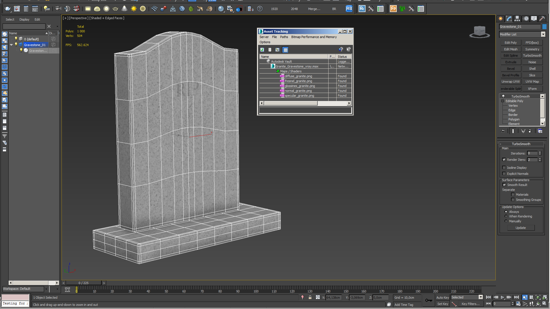 3D Granite Gravestone model