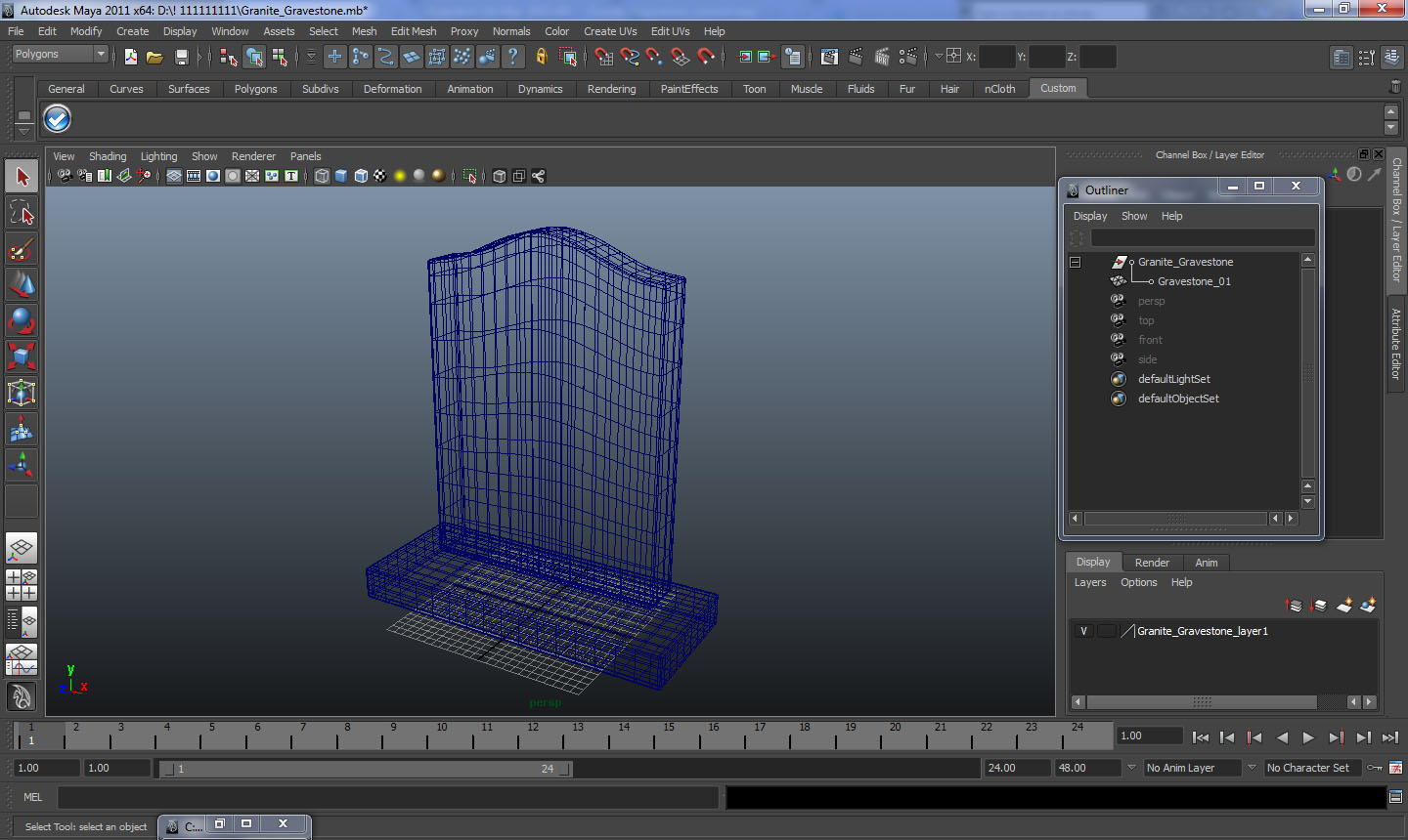 3D Granite Gravestone model