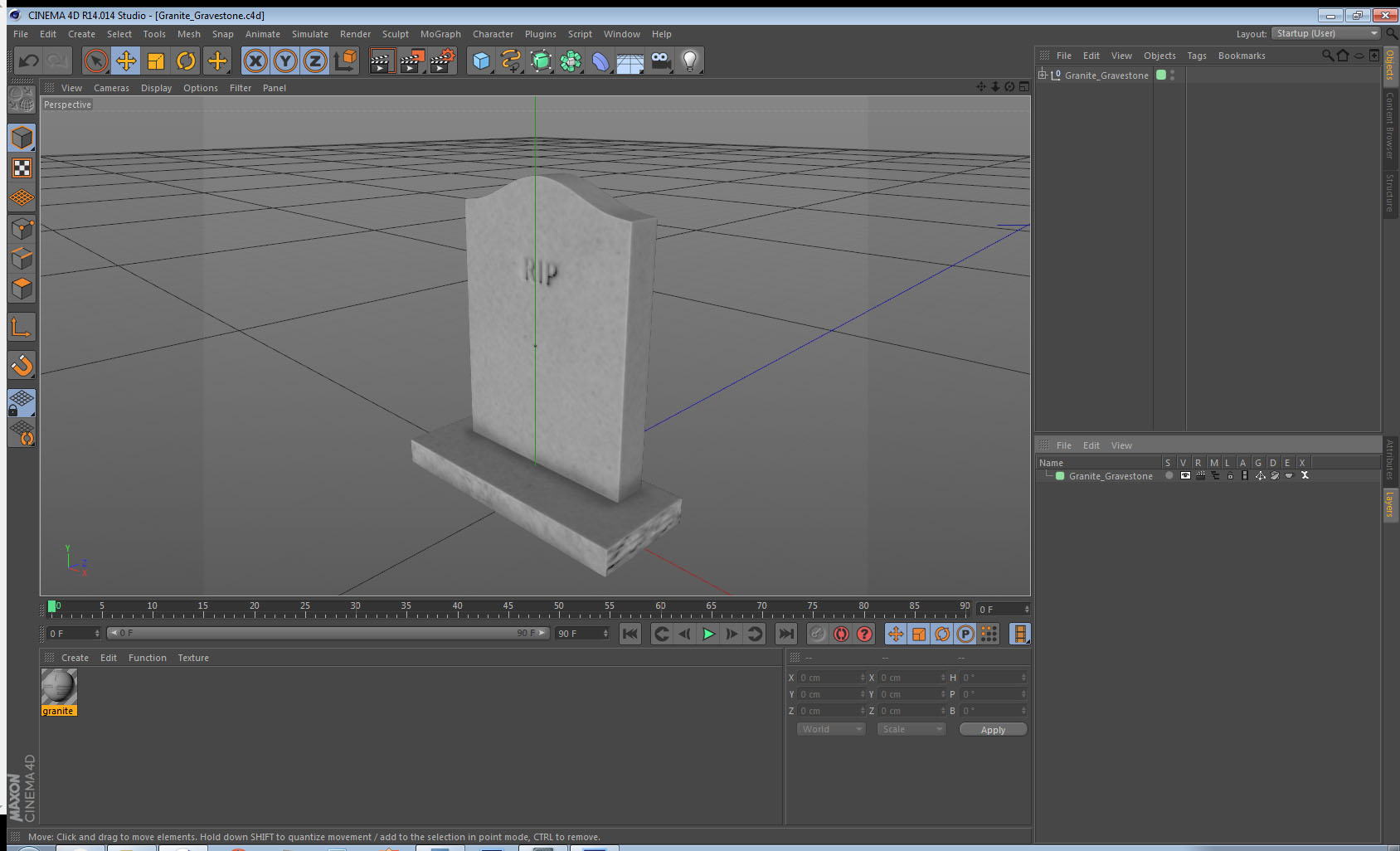 3D Granite Gravestone model