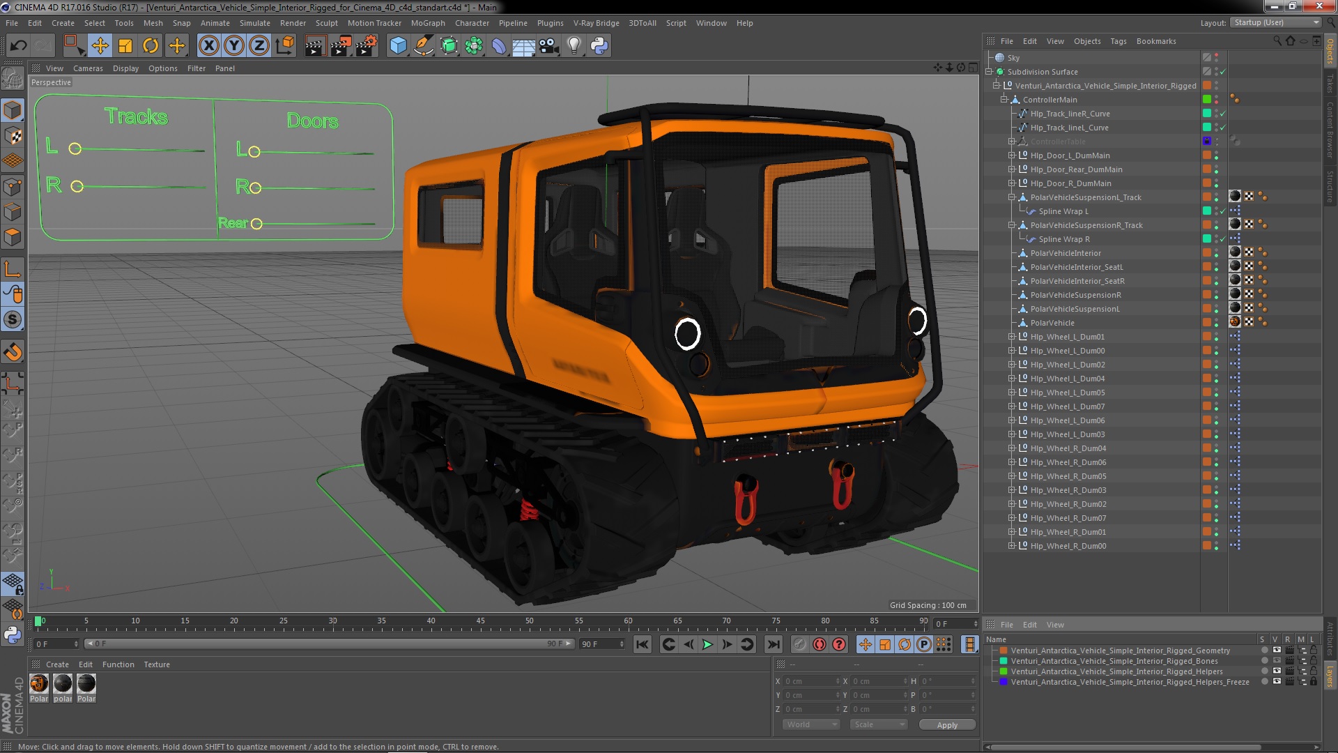 3D Venturi Antarctica Vehicle Simple Interior Rigged for Cinema 4D model