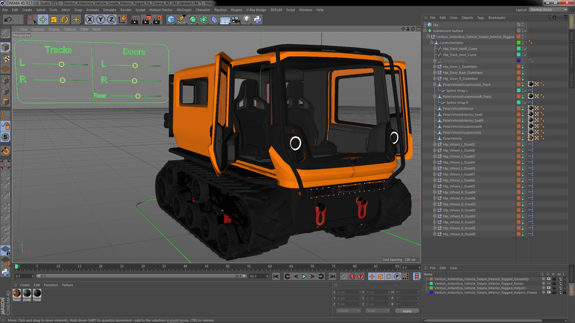 3D Venturi Antarctica Vehicle Simple Interior Rigged for Cinema 4D model