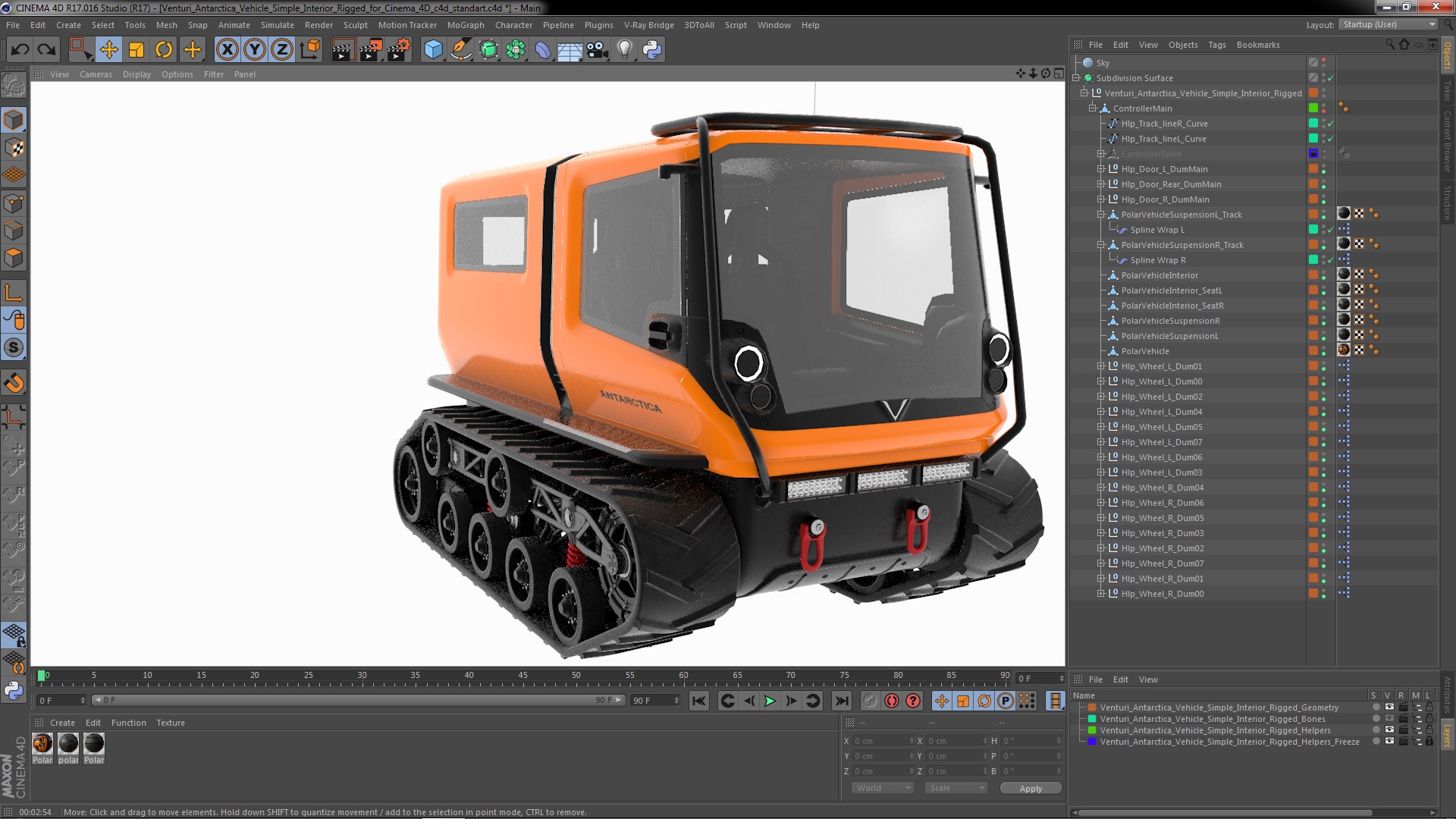 3D Venturi Antarctica Vehicle Simple Interior Rigged for Cinema 4D model
