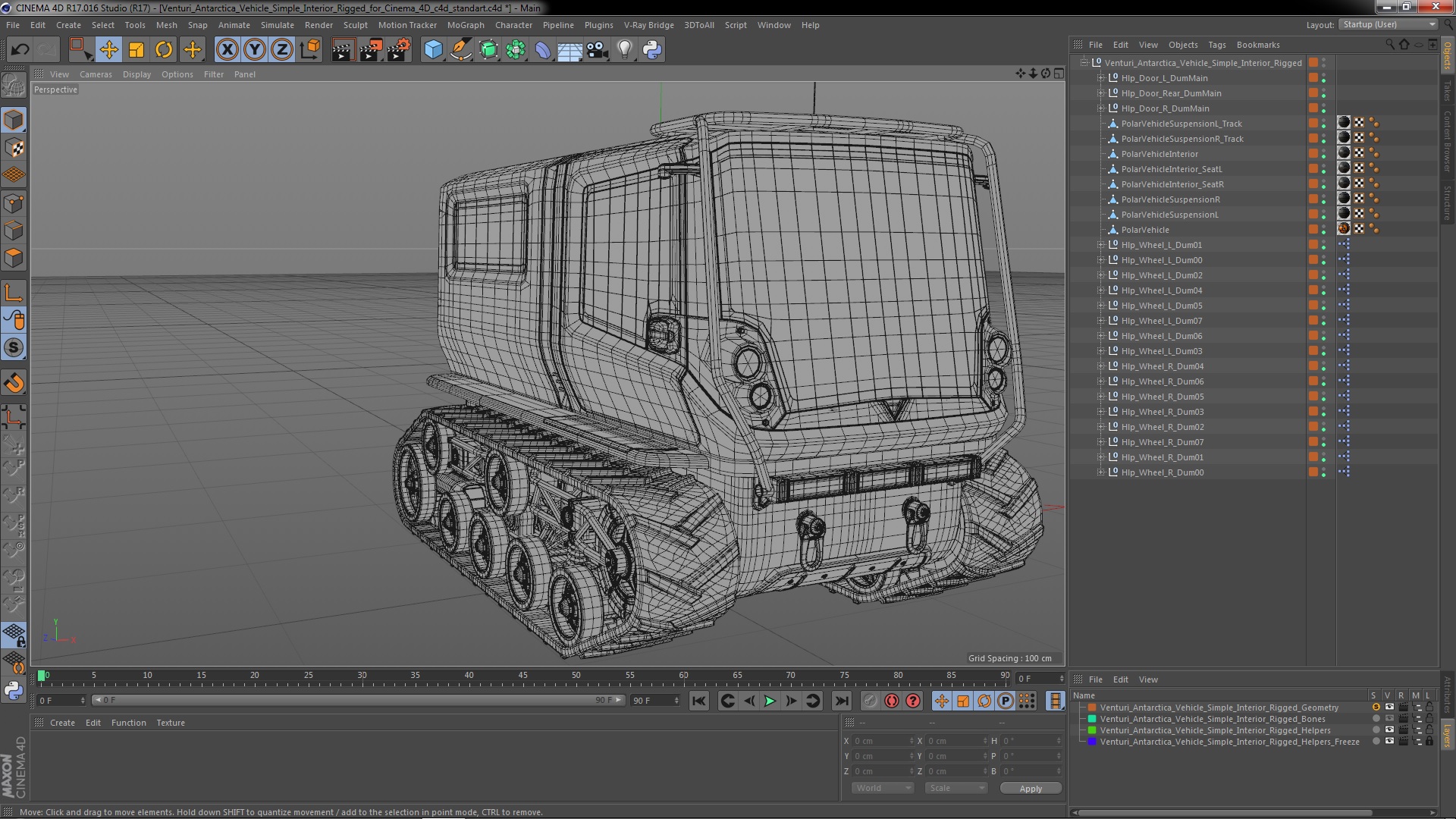 3D Venturi Antarctica Vehicle Simple Interior Rigged for Cinema 4D model