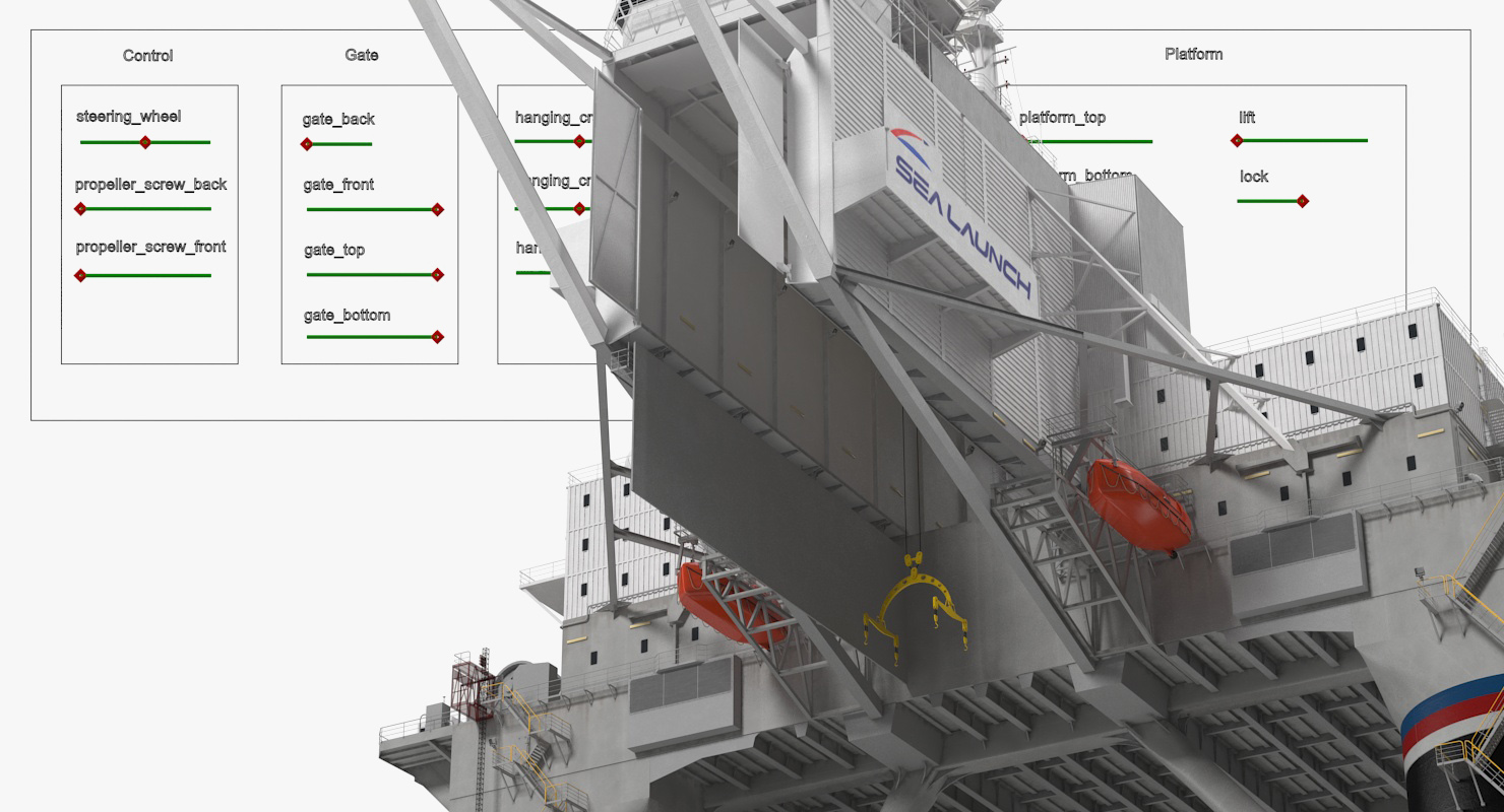 Sea Launch Platform Odyssey Rigged 3D model