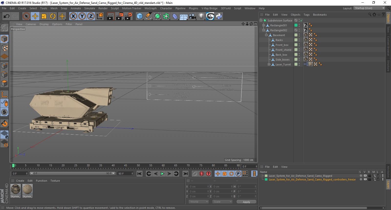 Laser System for Air Defense Sand Camo Rigged for Cinema 4D 3D model