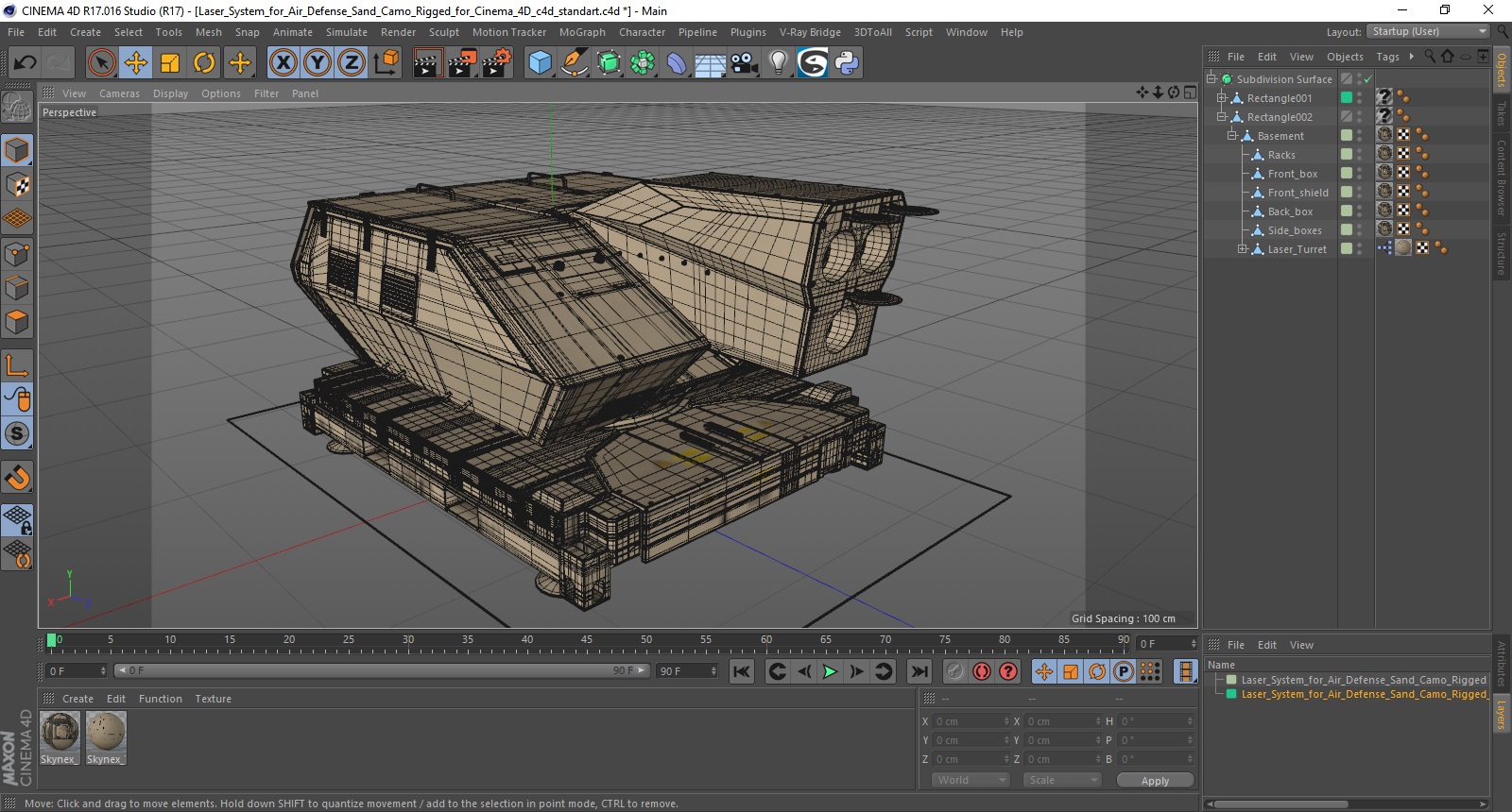 Laser System for Air Defense Sand Camo Rigged for Cinema 4D 3D model