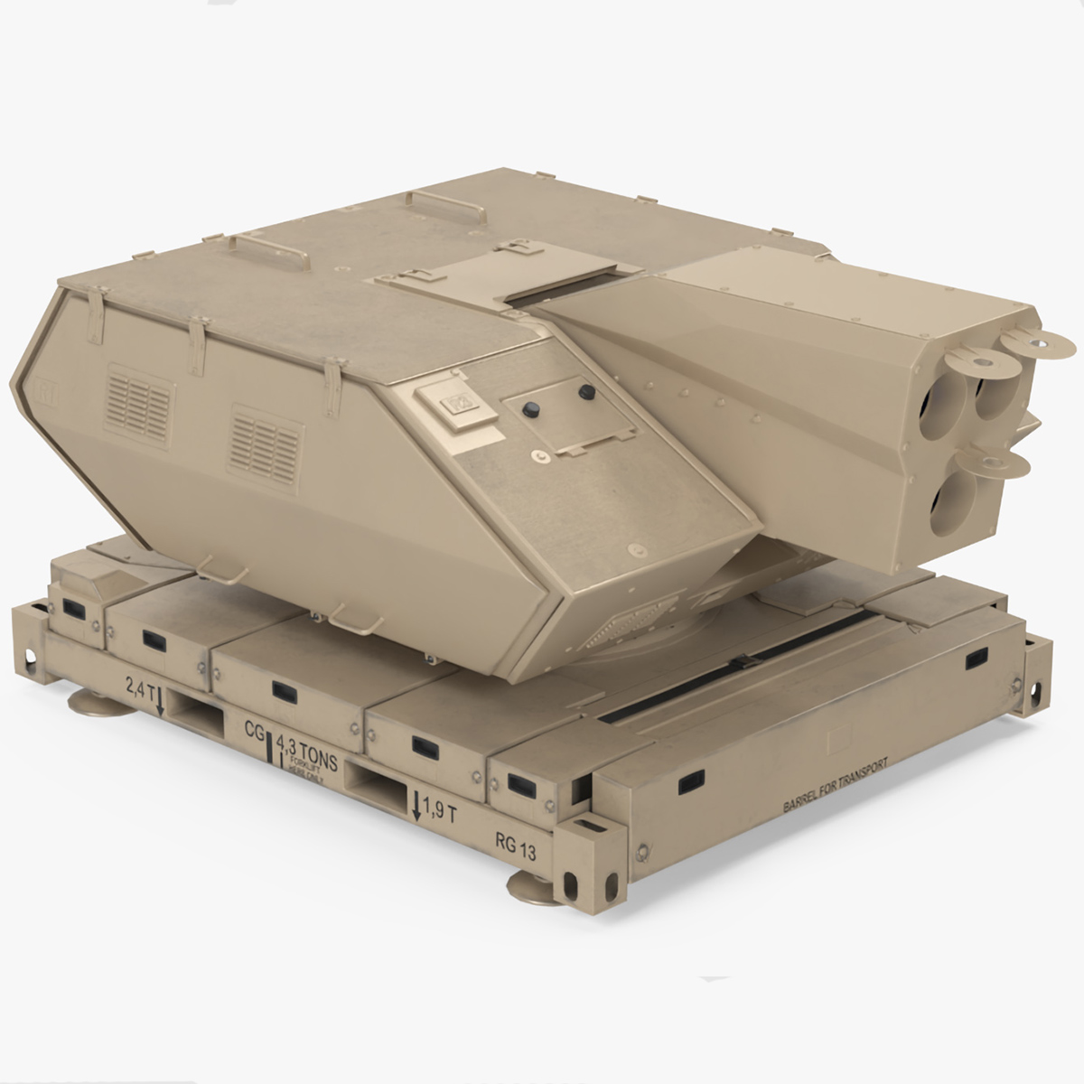 Laser System for Air Defense Sand Camo Rigged for Cinema 4D 3D model