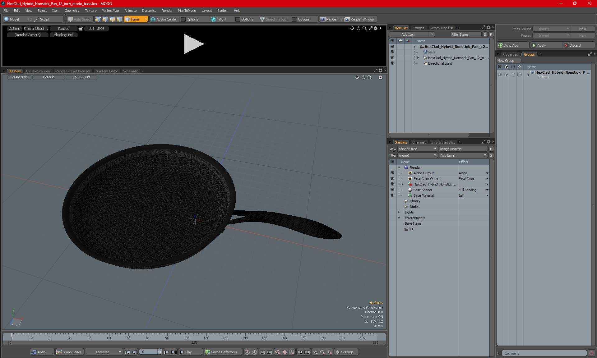 3D model HexClad Hybrid Nonstick Pan 12-inch