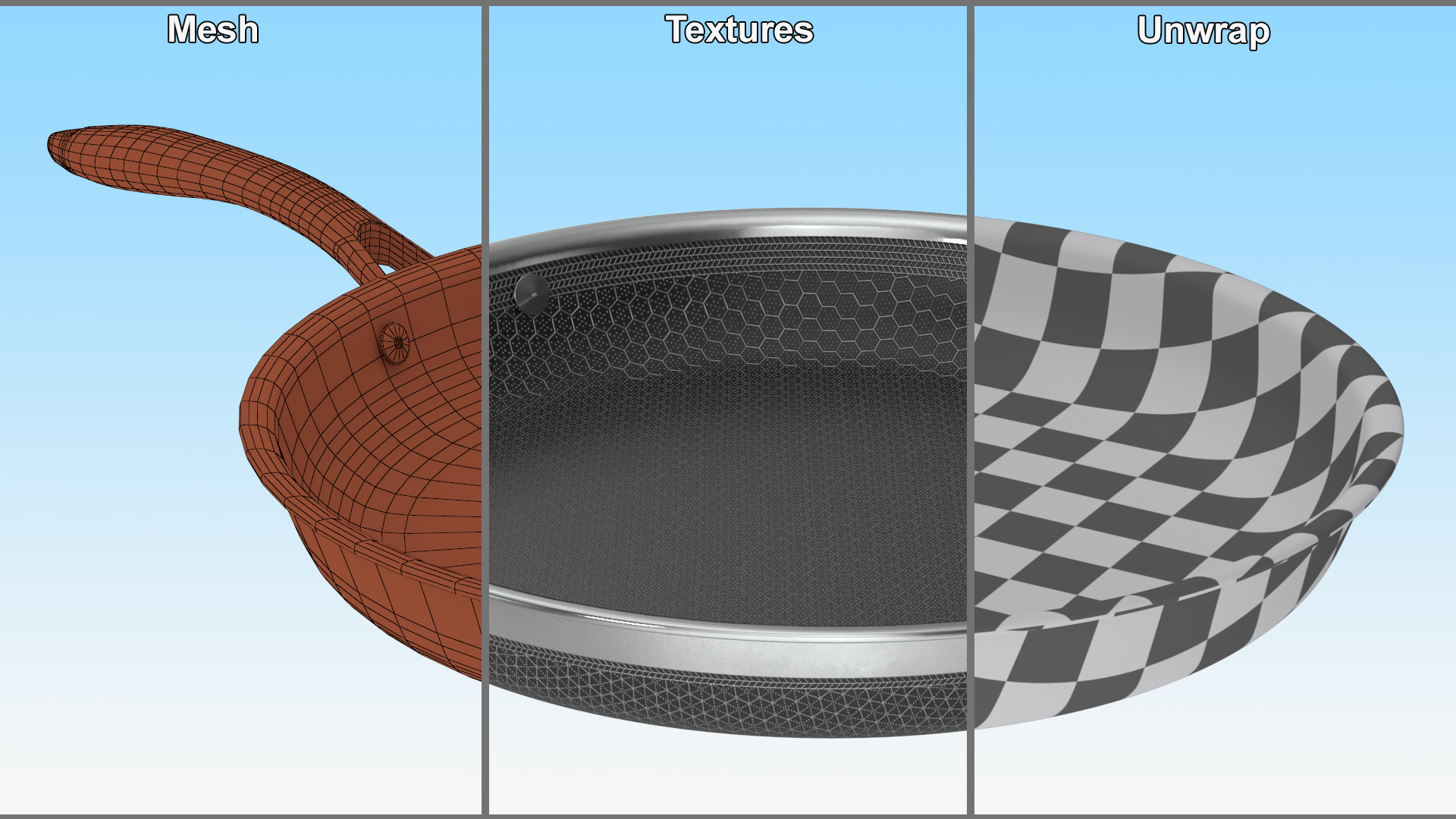 3D model HexClad Hybrid Nonstick Pan 12-inch