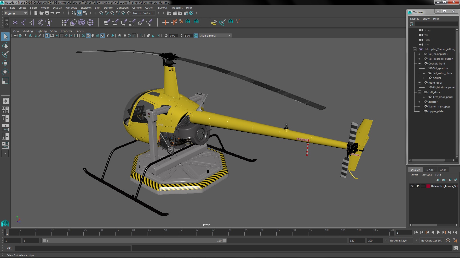 3D model Helicopter Trainer Yellow