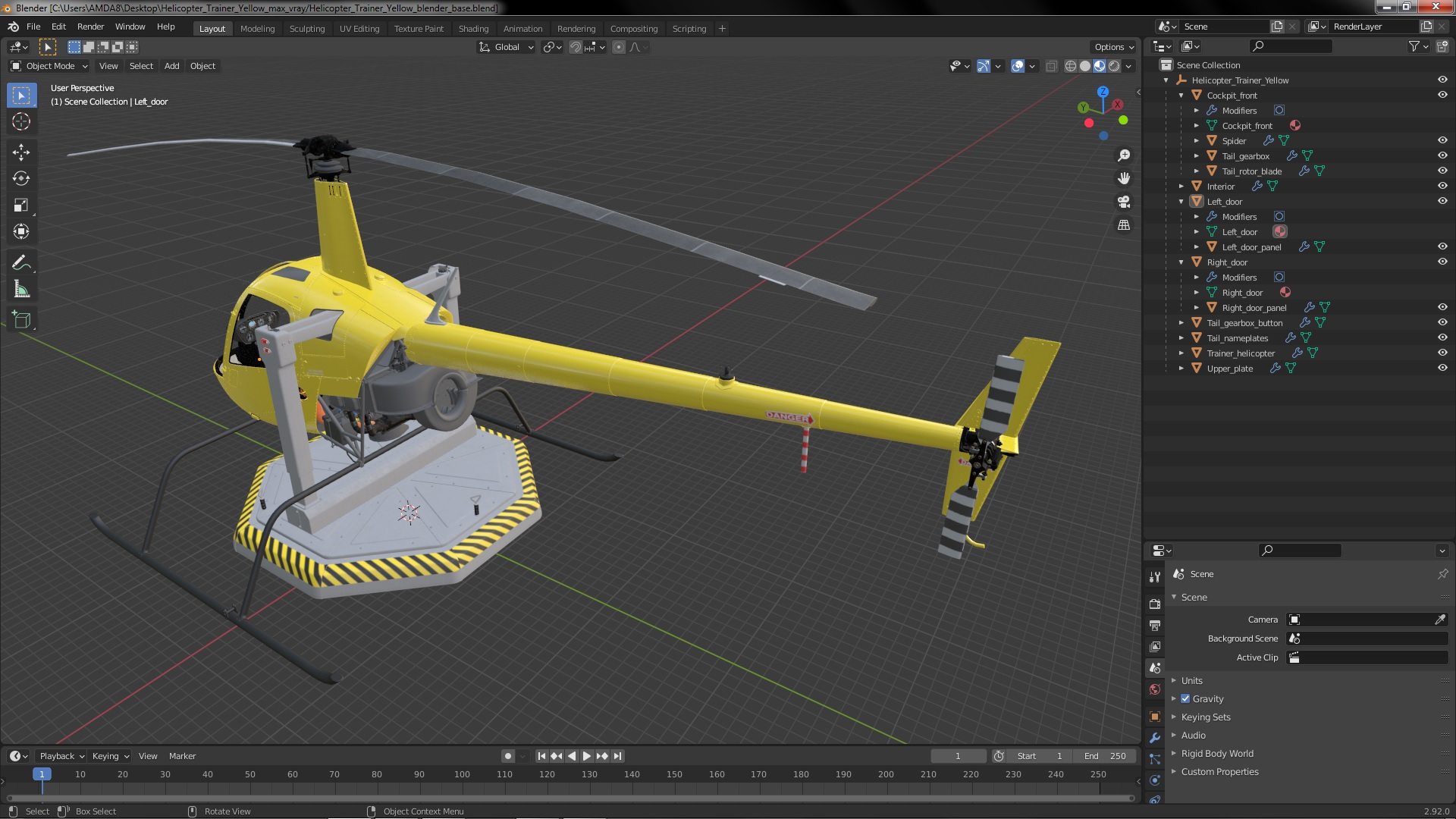 3D model Helicopter Trainer Yellow