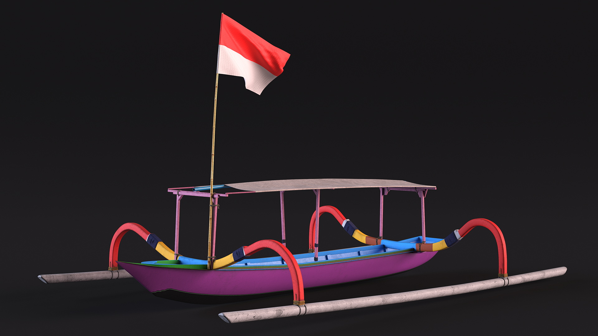 3D model Jukung Boat Colorful