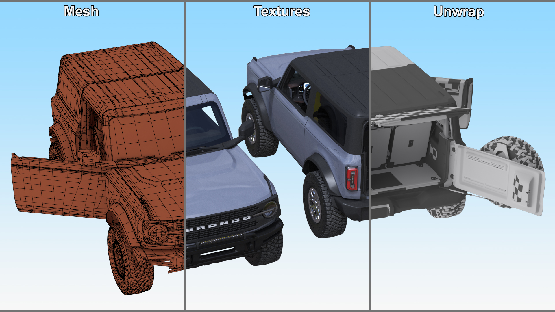 Ford Bronco Two Door Off Road SUV Carbonized Gray 3D model