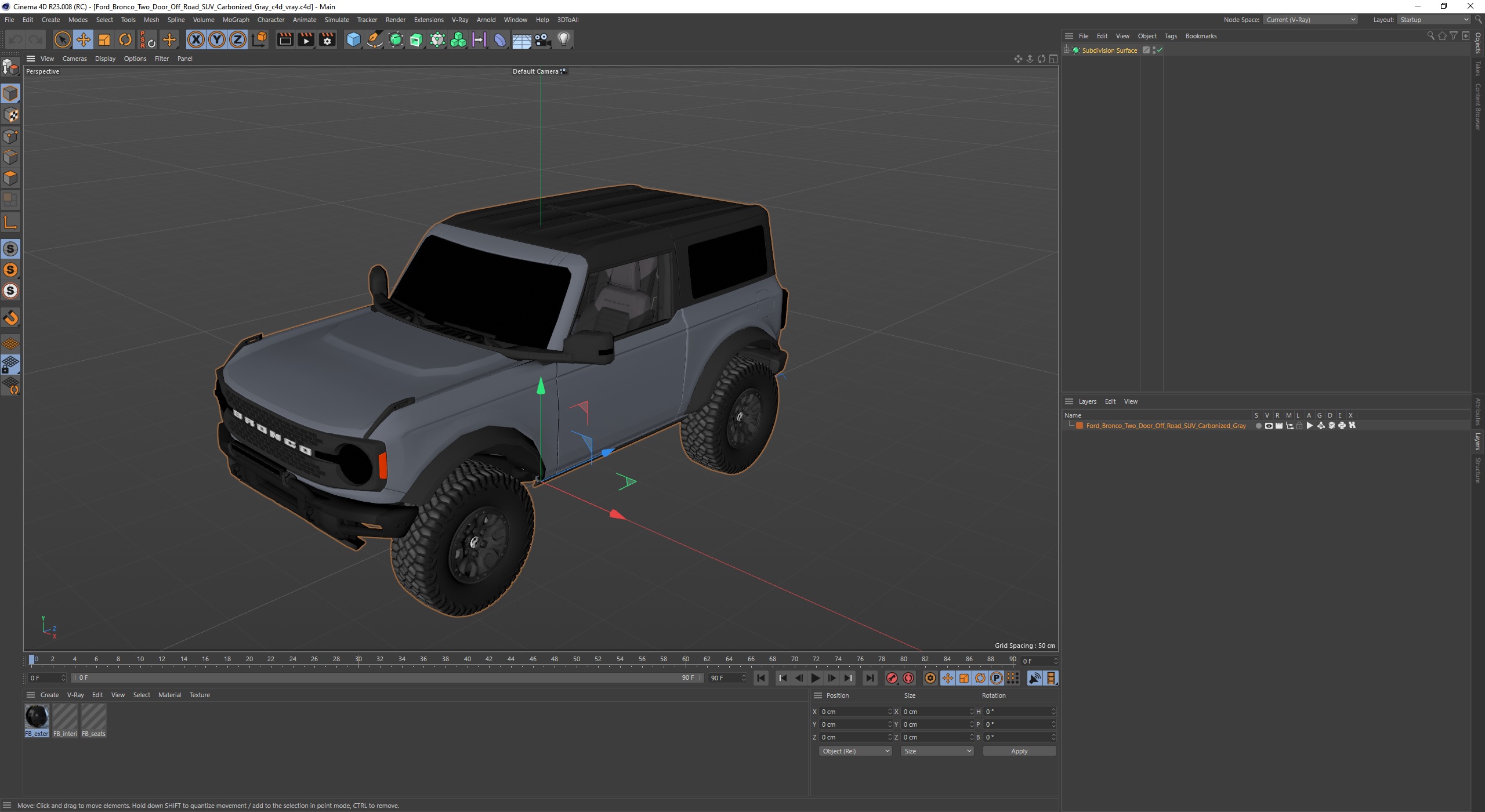 Ford Bronco Two Door Off Road SUV Carbonized Gray 3D model