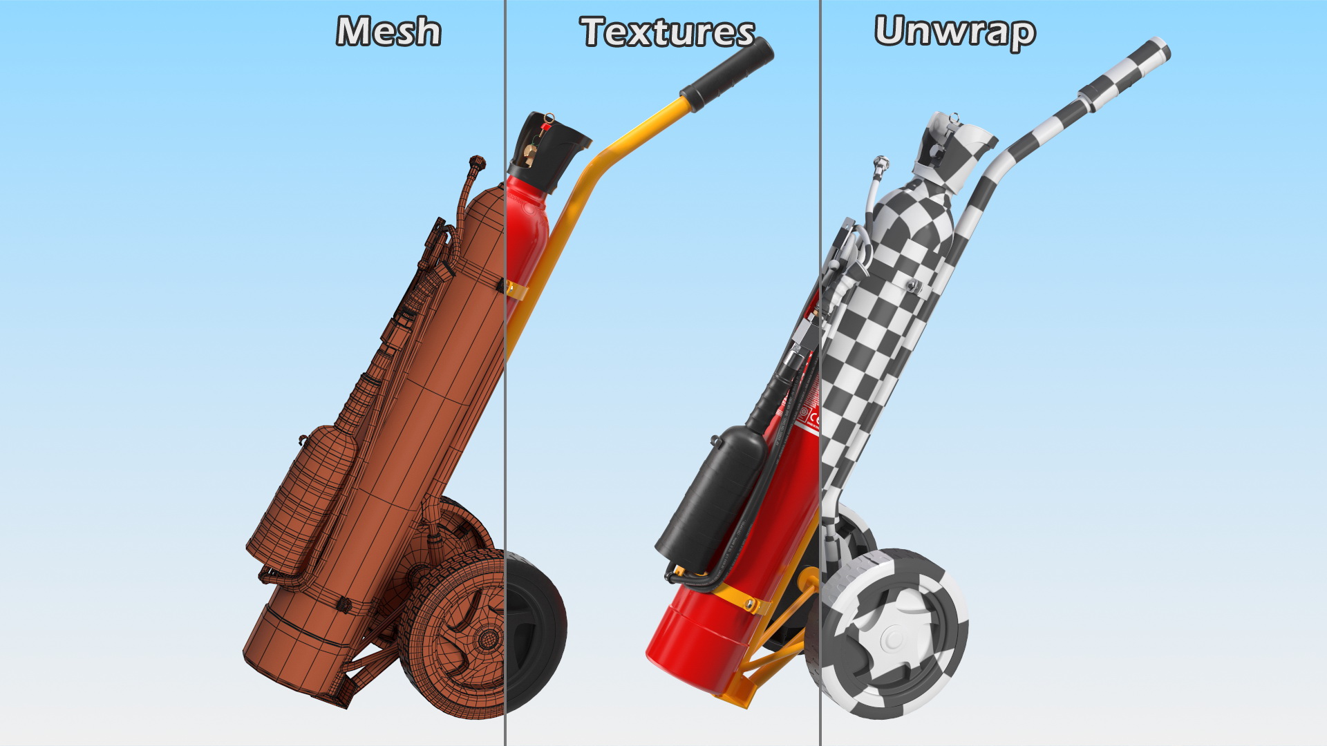 CO2 Trolley Type Fire Extinguisher 10Kg 3D model