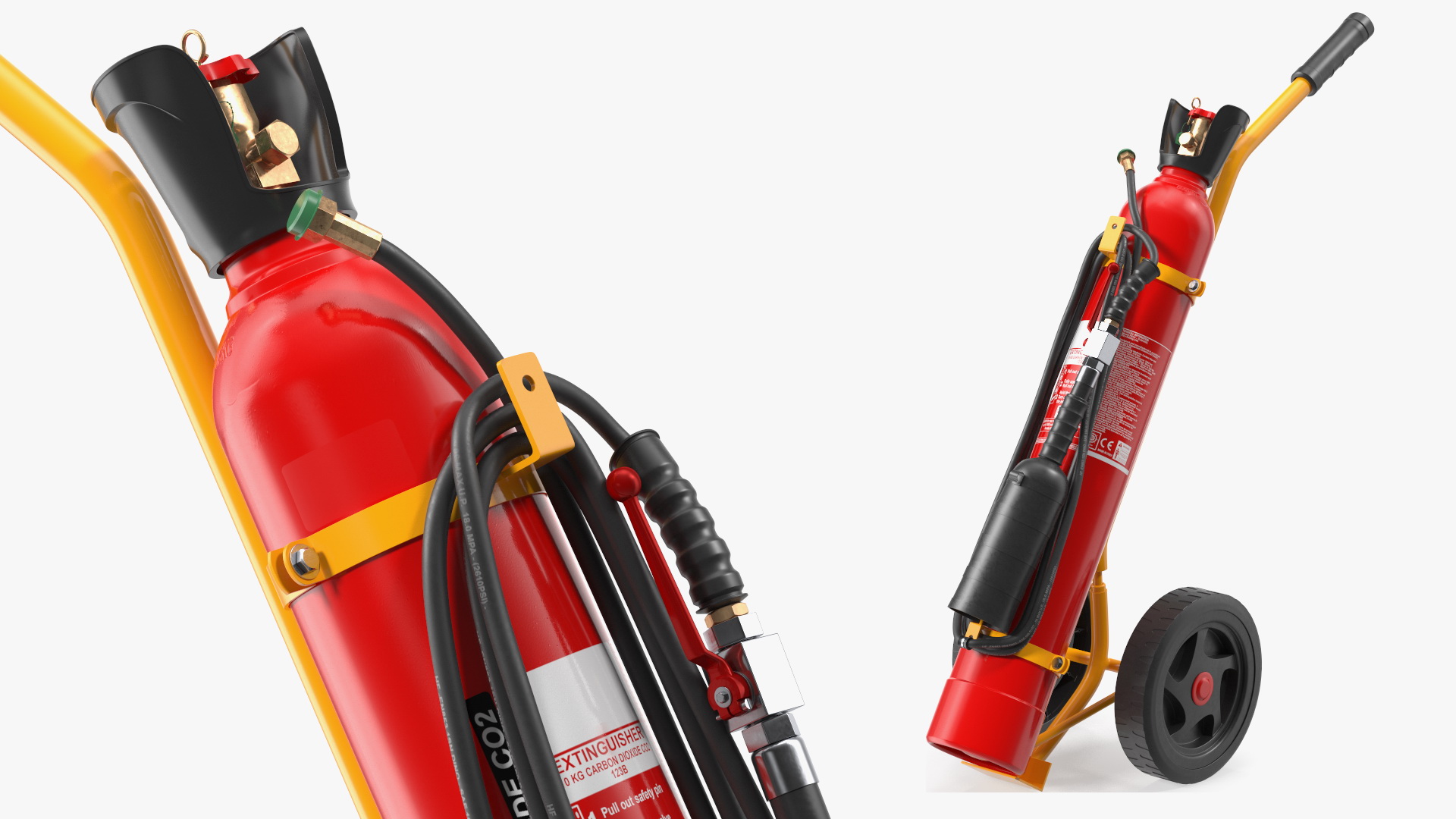 CO2 Trolley Type Fire Extinguisher 10Kg 3D model