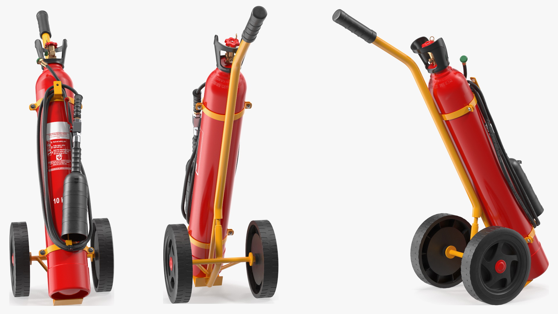 CO2 Trolley Type Fire Extinguisher 10Kg 3D model