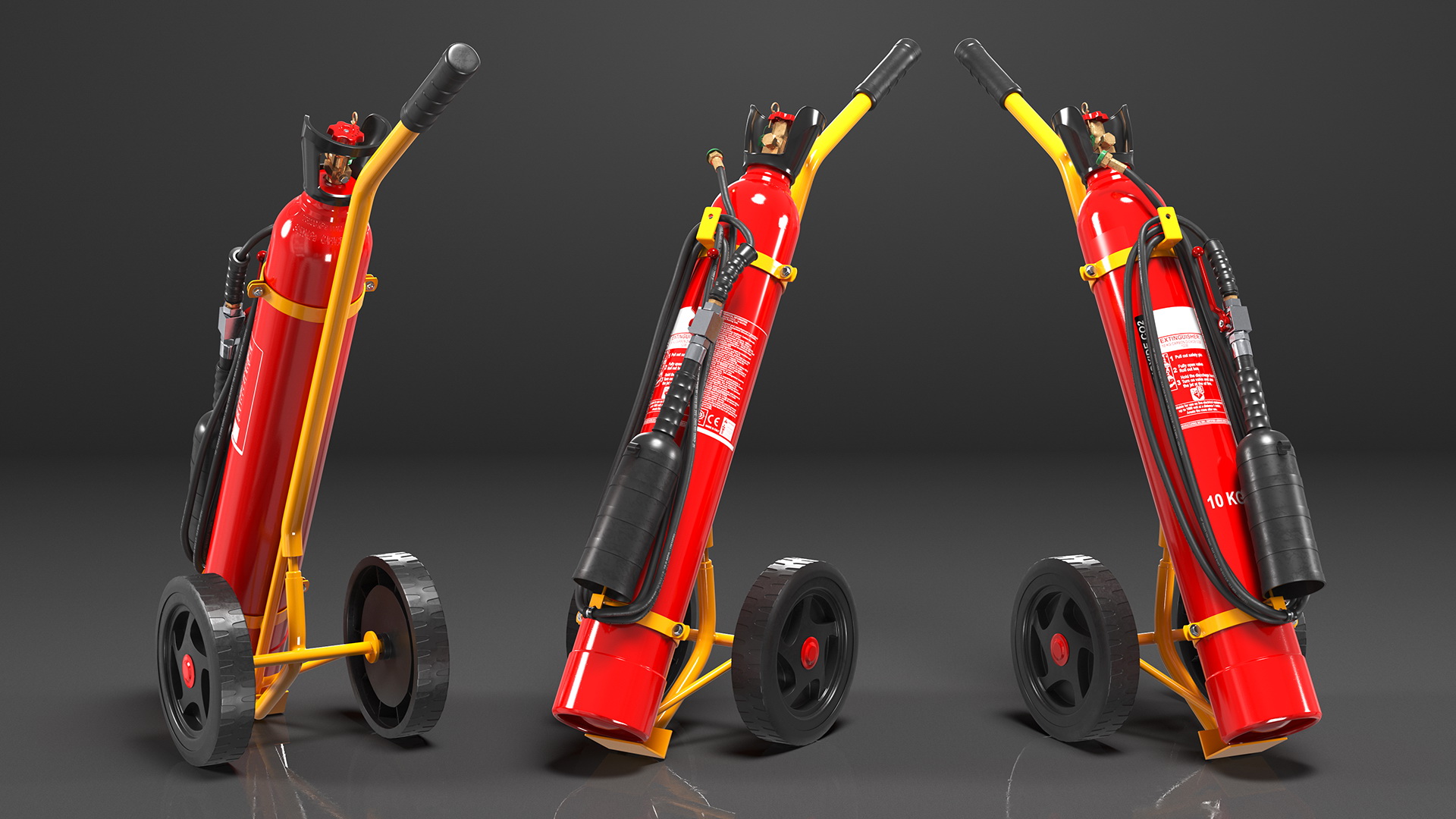 CO2 Trolley Type Fire Extinguisher 10Kg 3D model