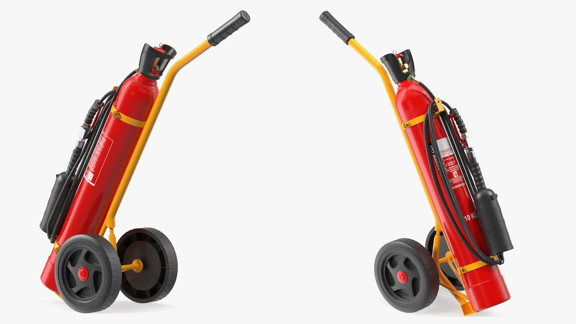 CO2 Trolley Type Fire Extinguisher 10Kg 3D model