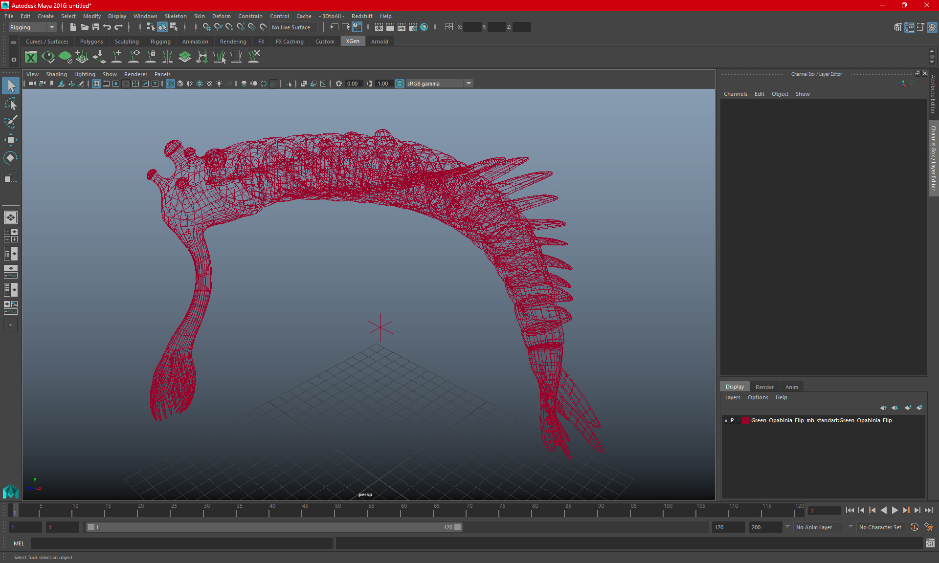 Green Opabinia Flip 3D model