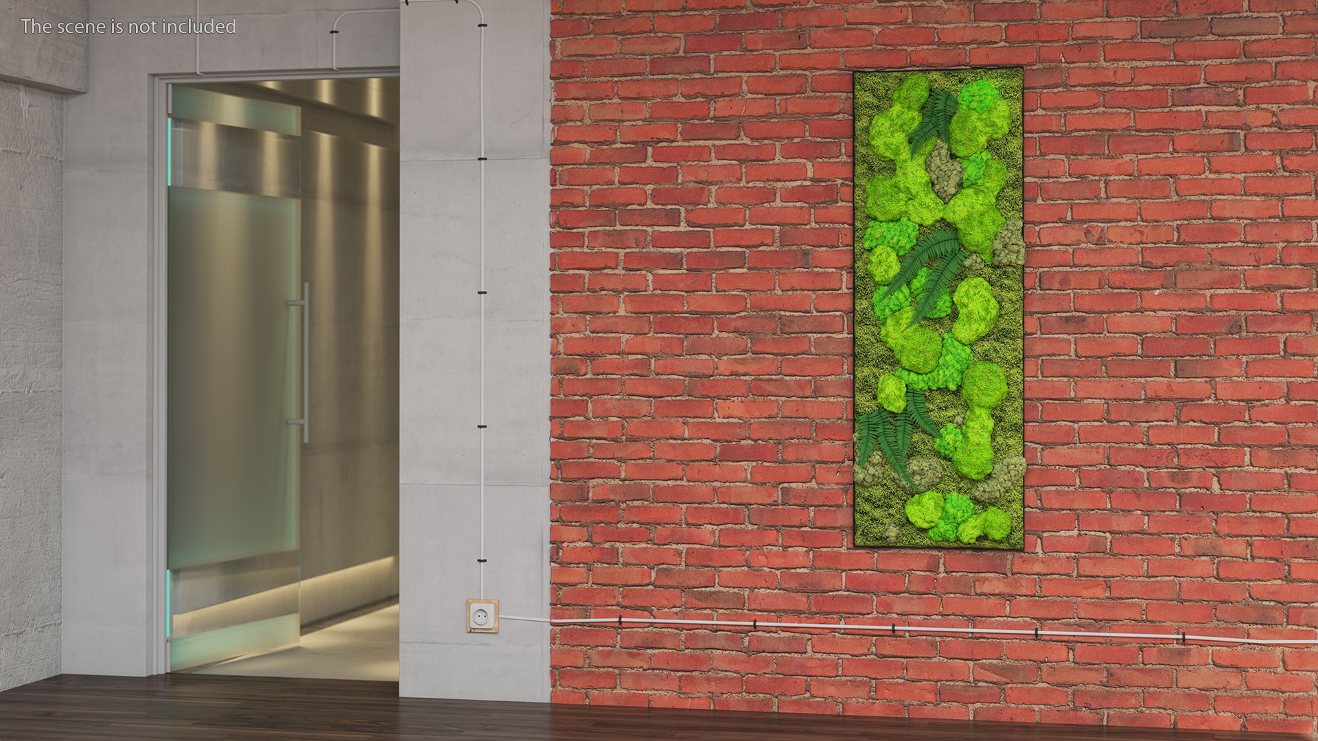 Green Moss Wall with Preserved Plants 3D