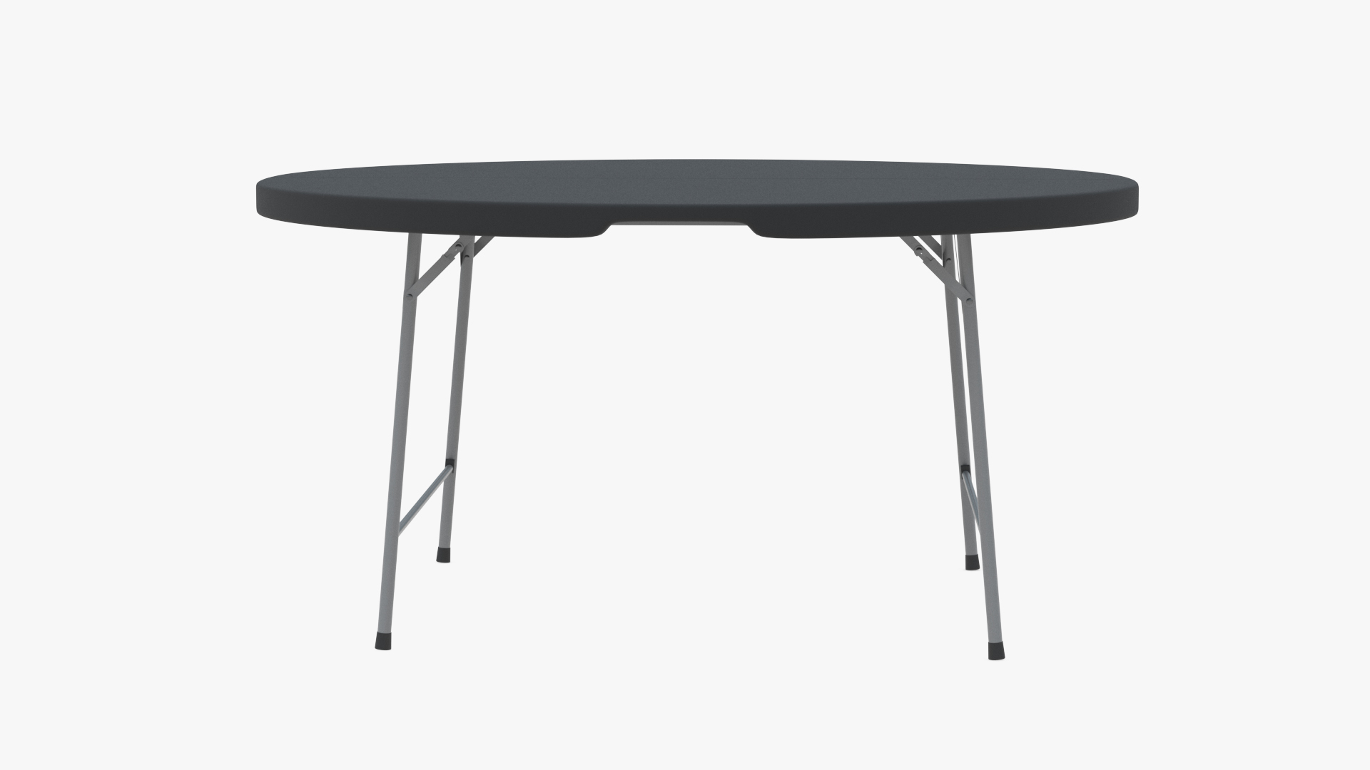 Round Folding Table Black Unfolded 3D model