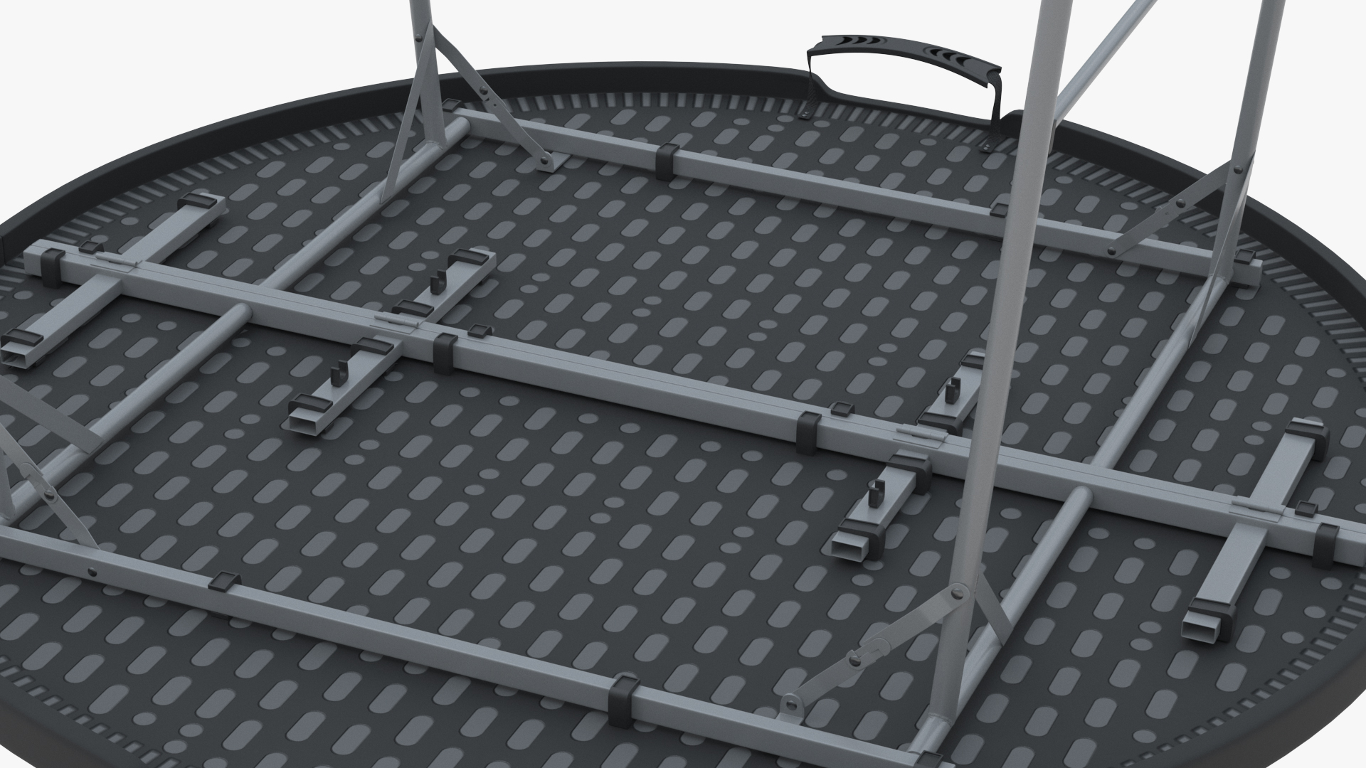 Round Folding Table Black Unfolded 3D model