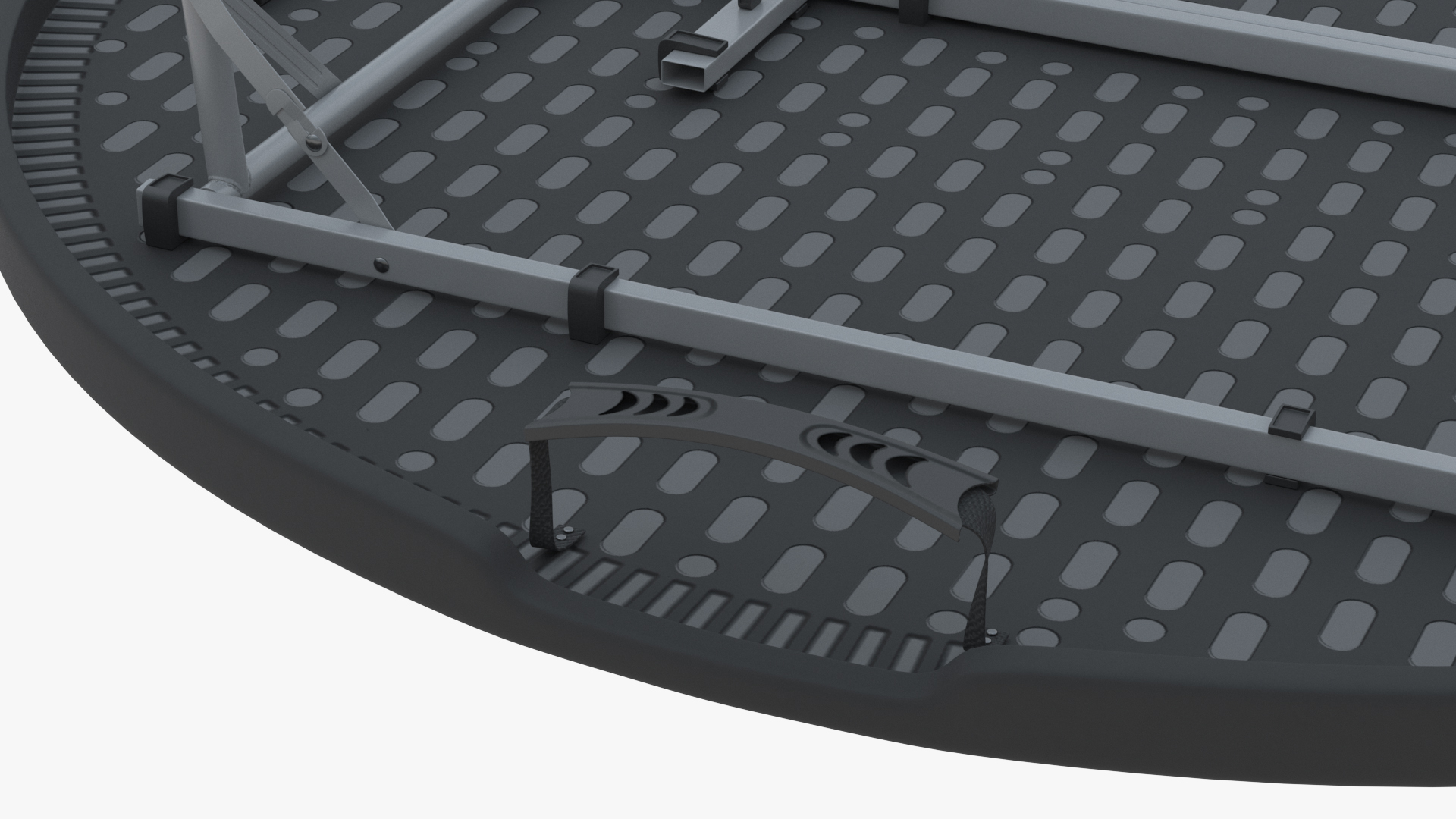 Round Folding Table Black Unfolded 3D model