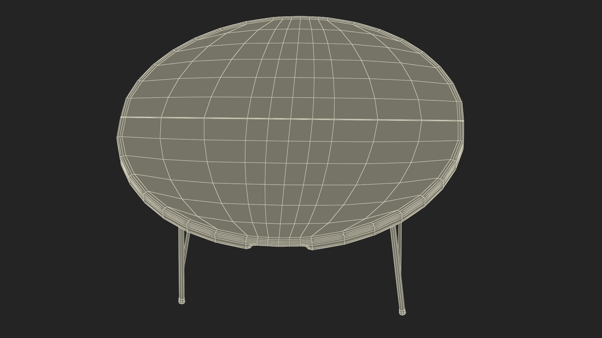 Round Folding Table Black Unfolded 3D model