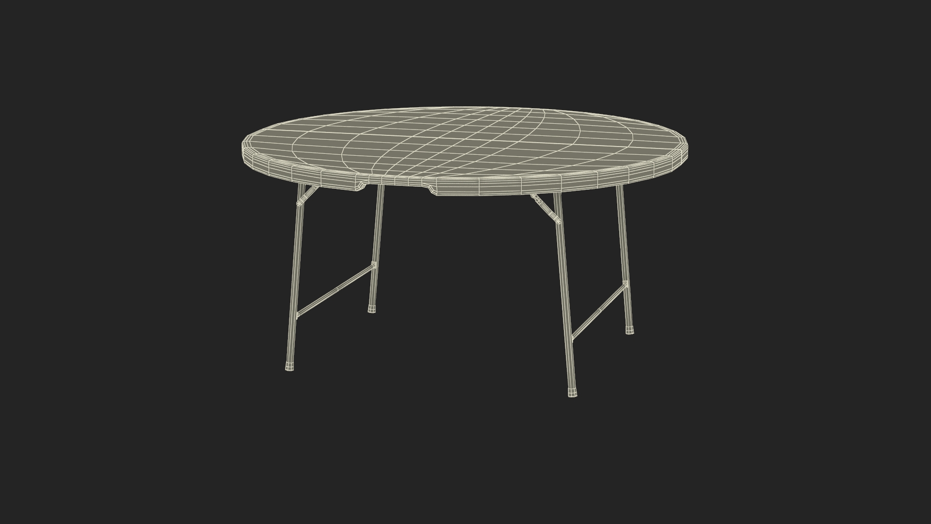 Round Folding Table Black Unfolded 3D model