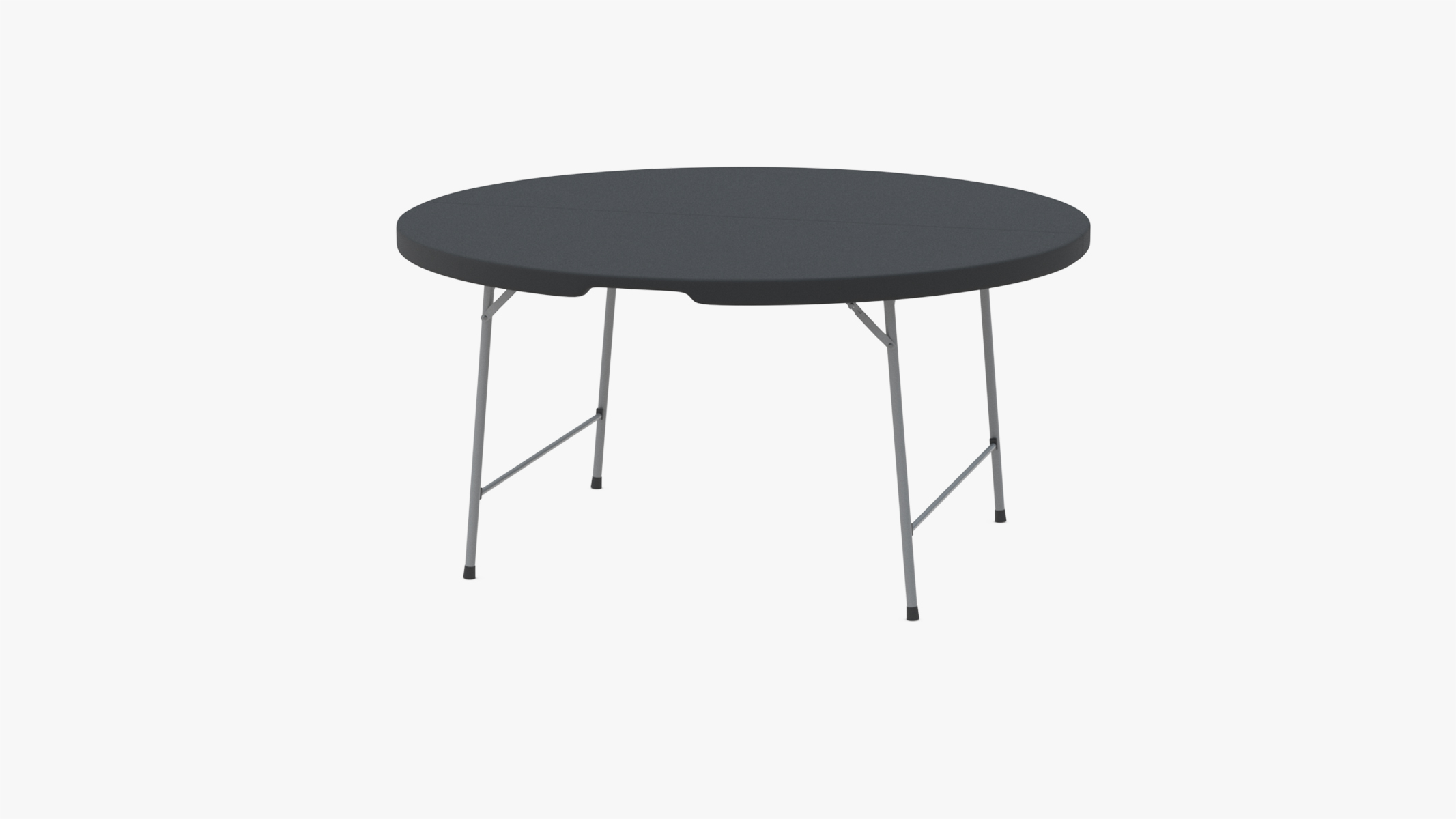 Round Folding Table Black Unfolded 3D model