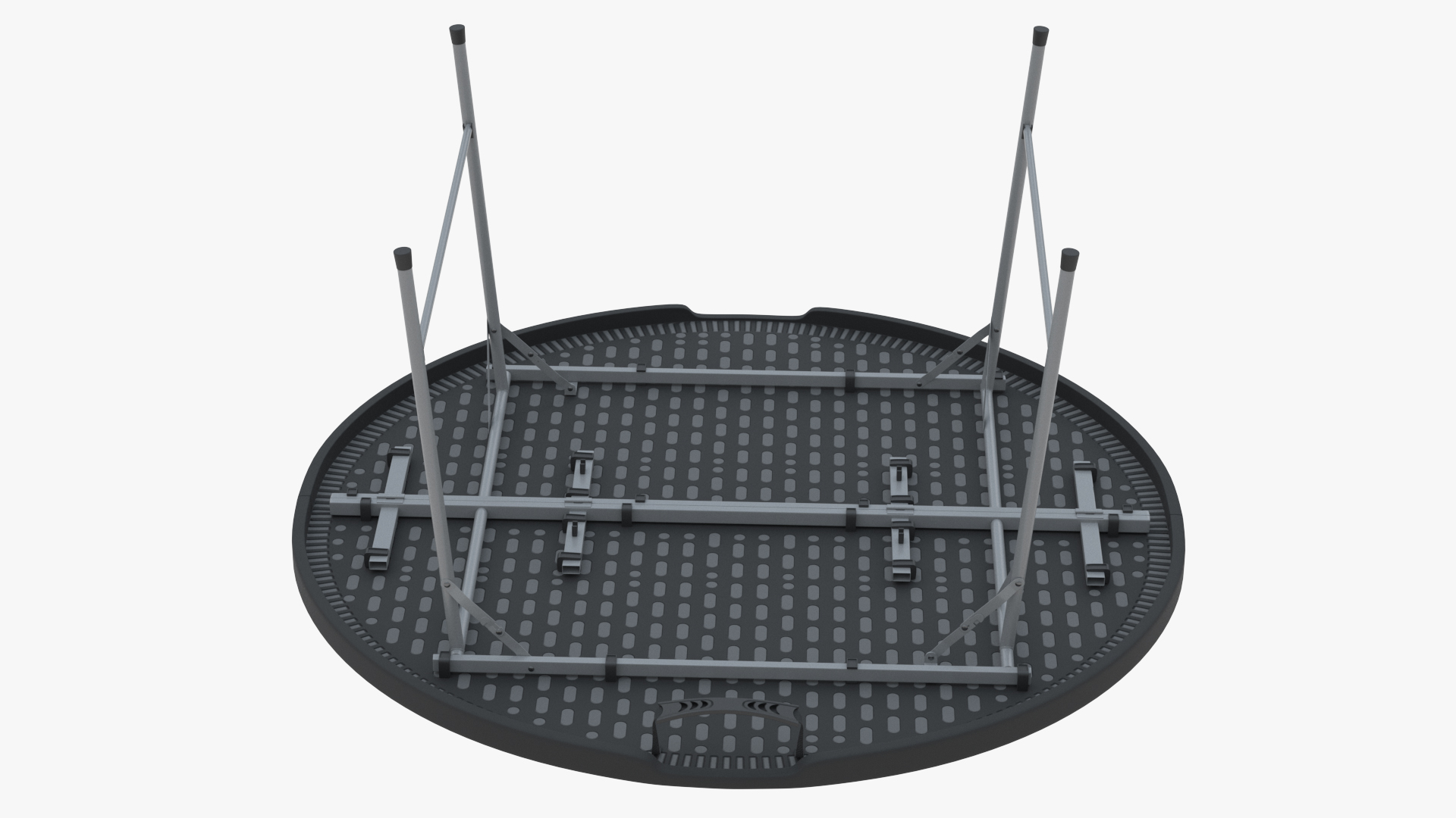Round Folding Table Black Unfolded 3D model