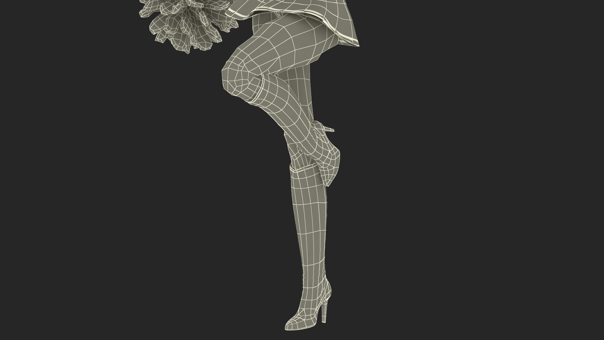 3D model European Woman Dancing with Pompoms