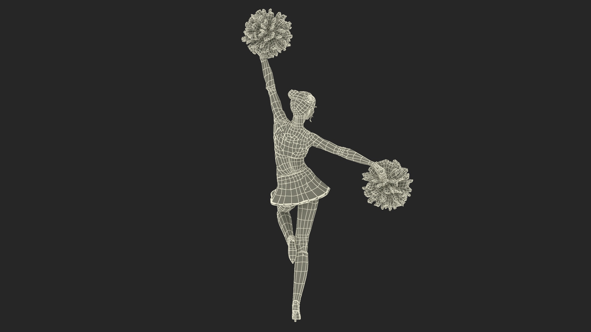 3D model European Woman Dancing with Pompoms
