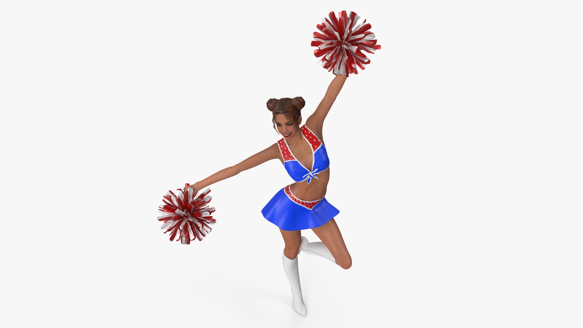 3D model European Woman Dancing with Pompoms