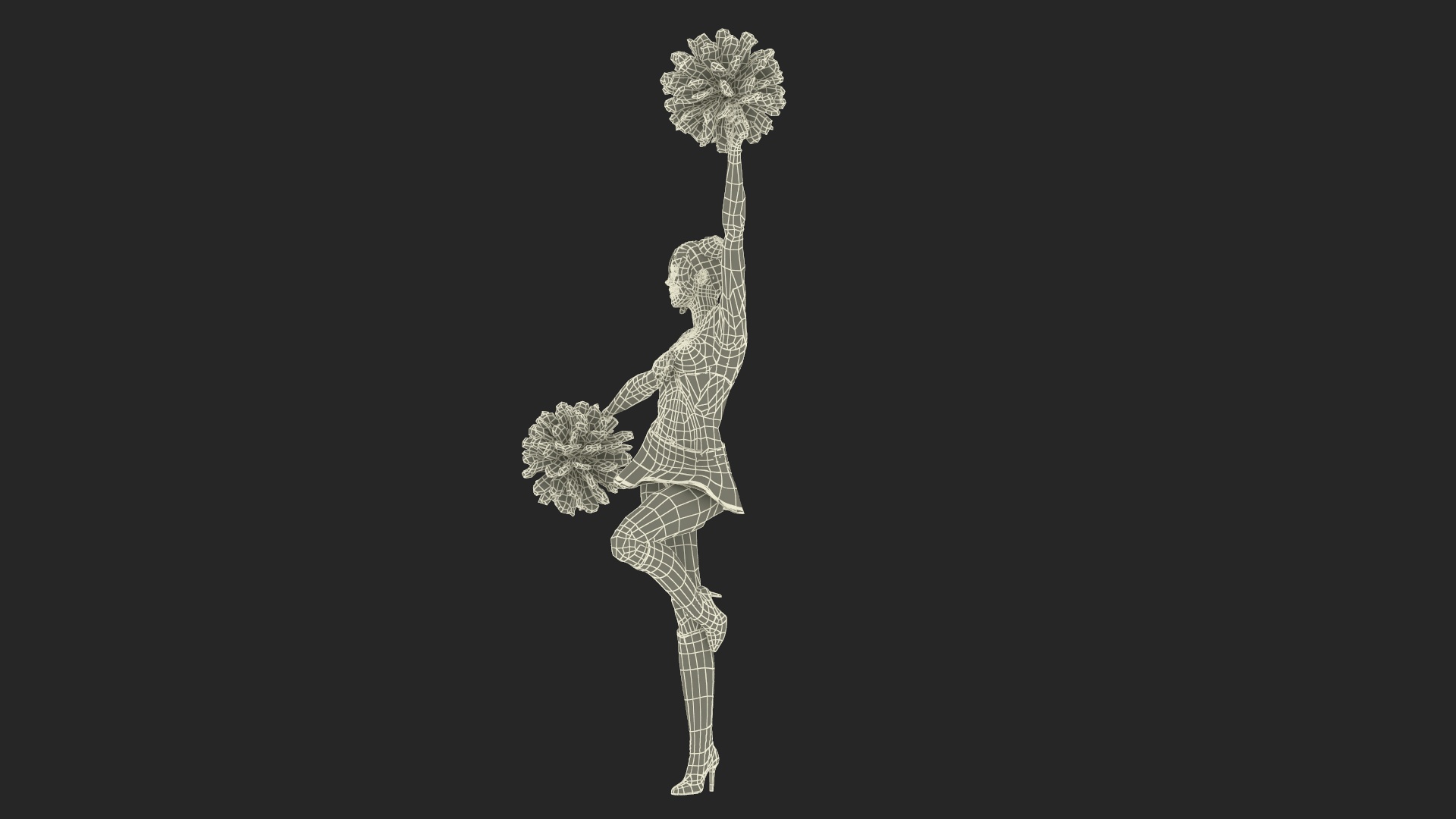 3D model European Woman Dancing with Pompoms