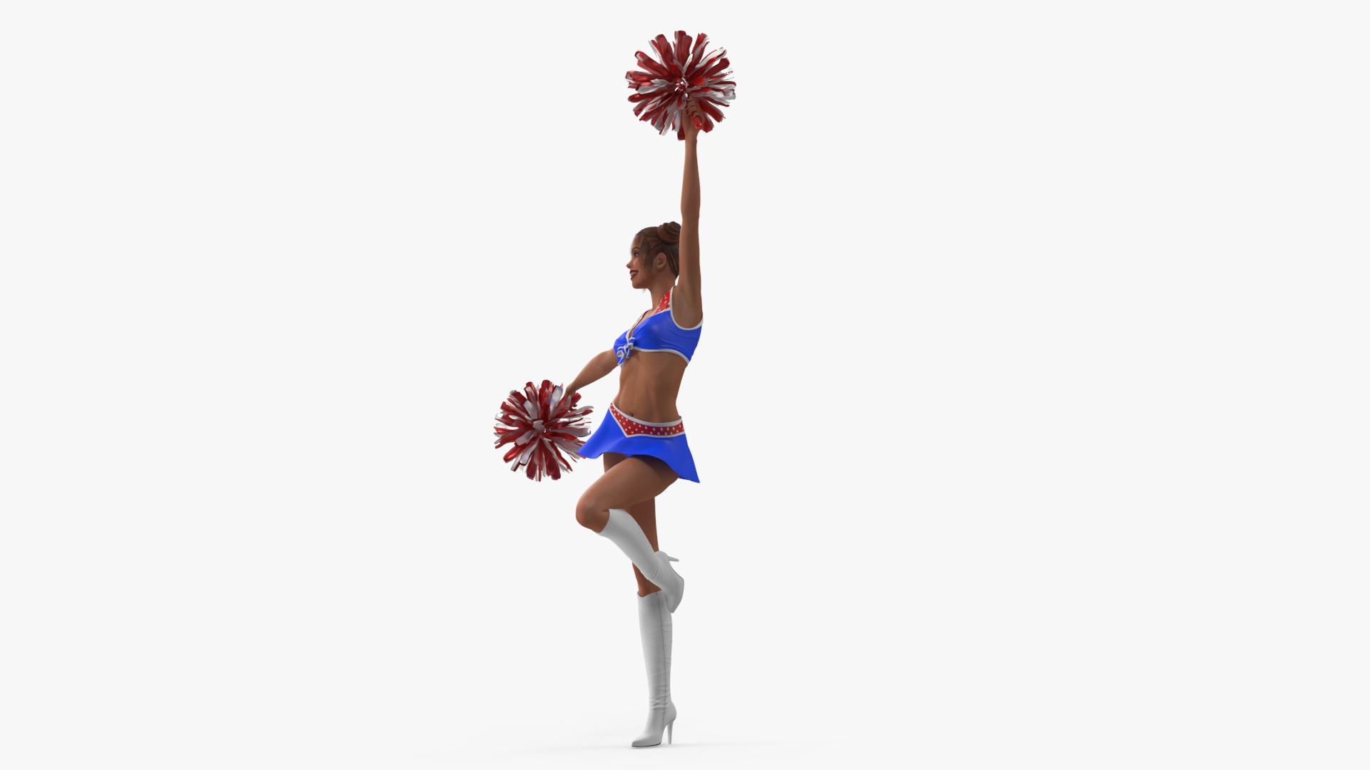 3D model European Woman Dancing with Pompoms