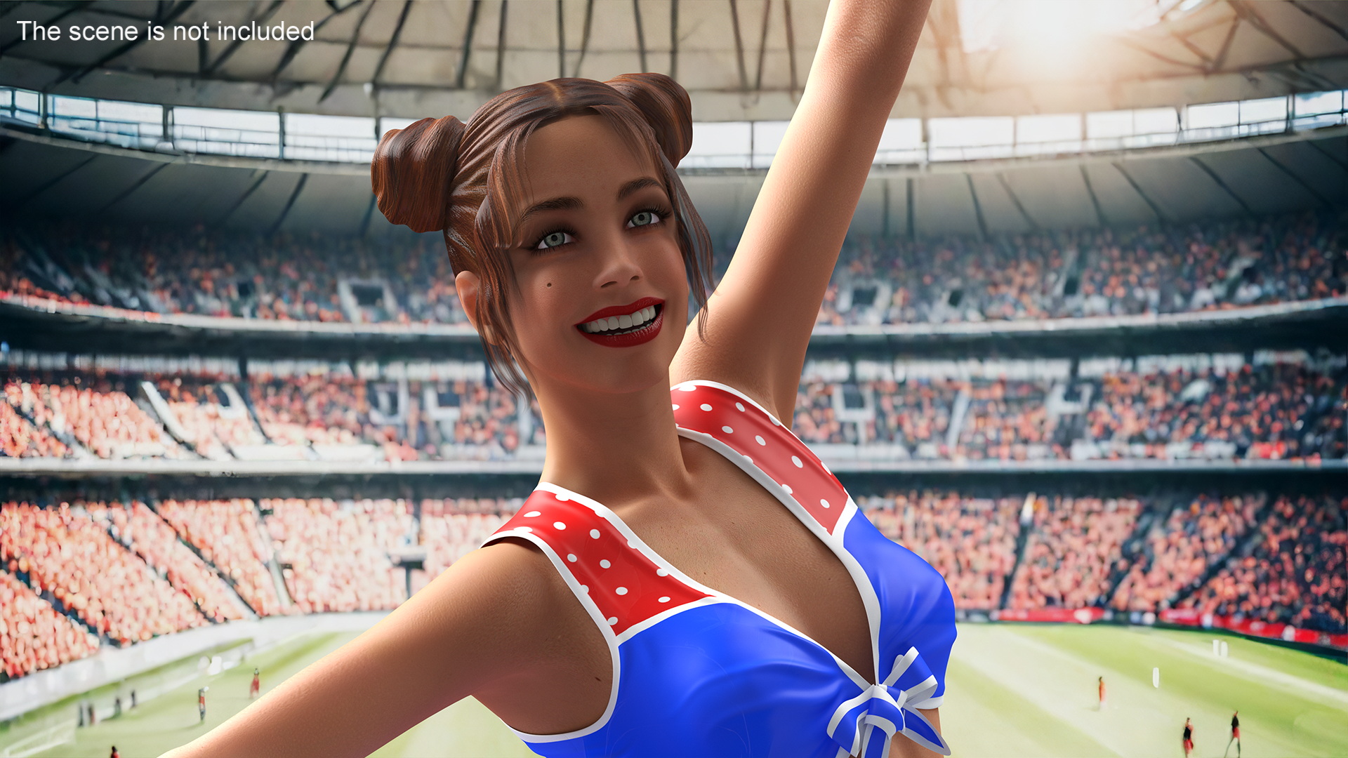 3D model European Woman Dancing with Pompoms