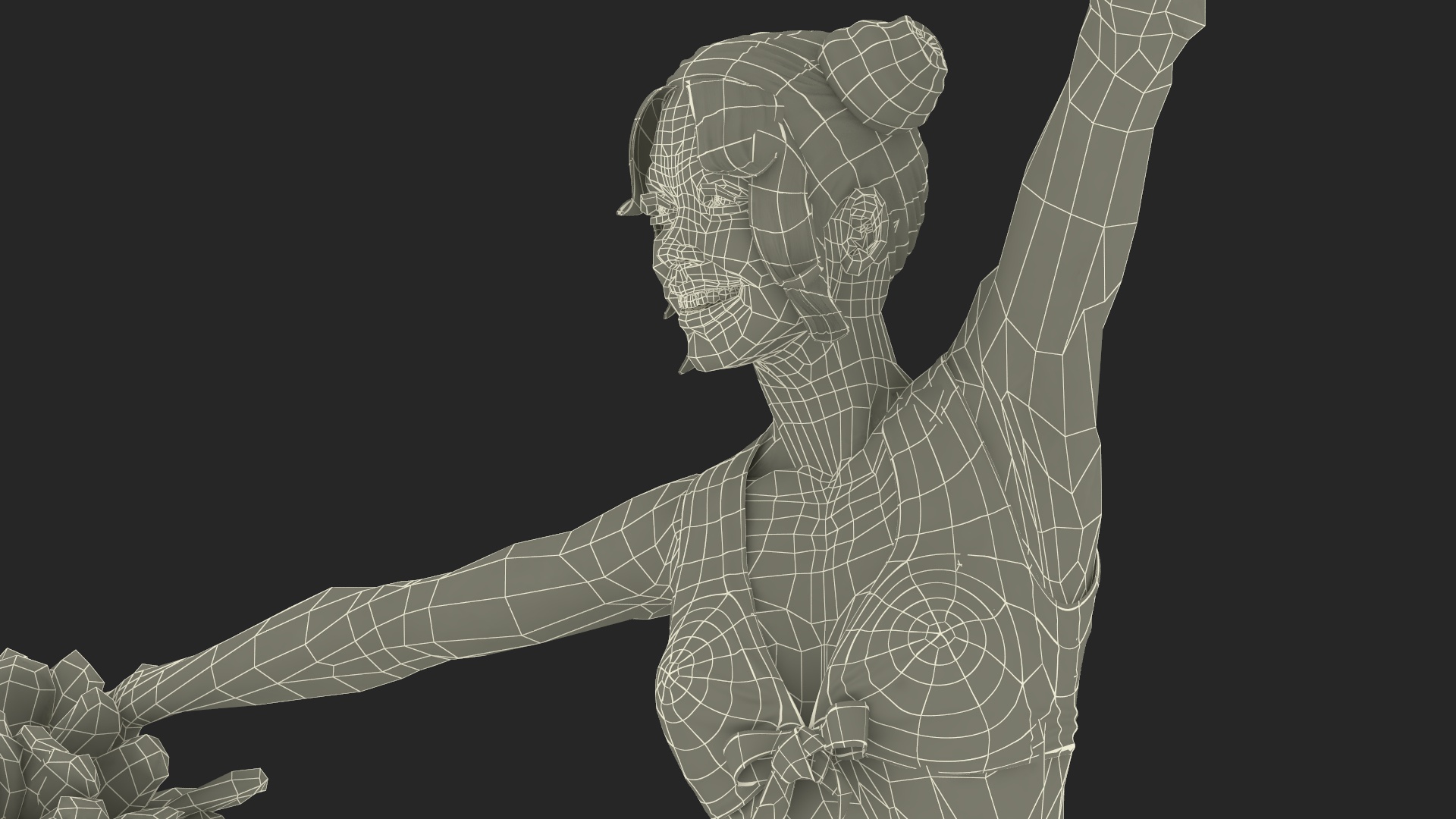 3D model European Woman Dancing with Pompoms
